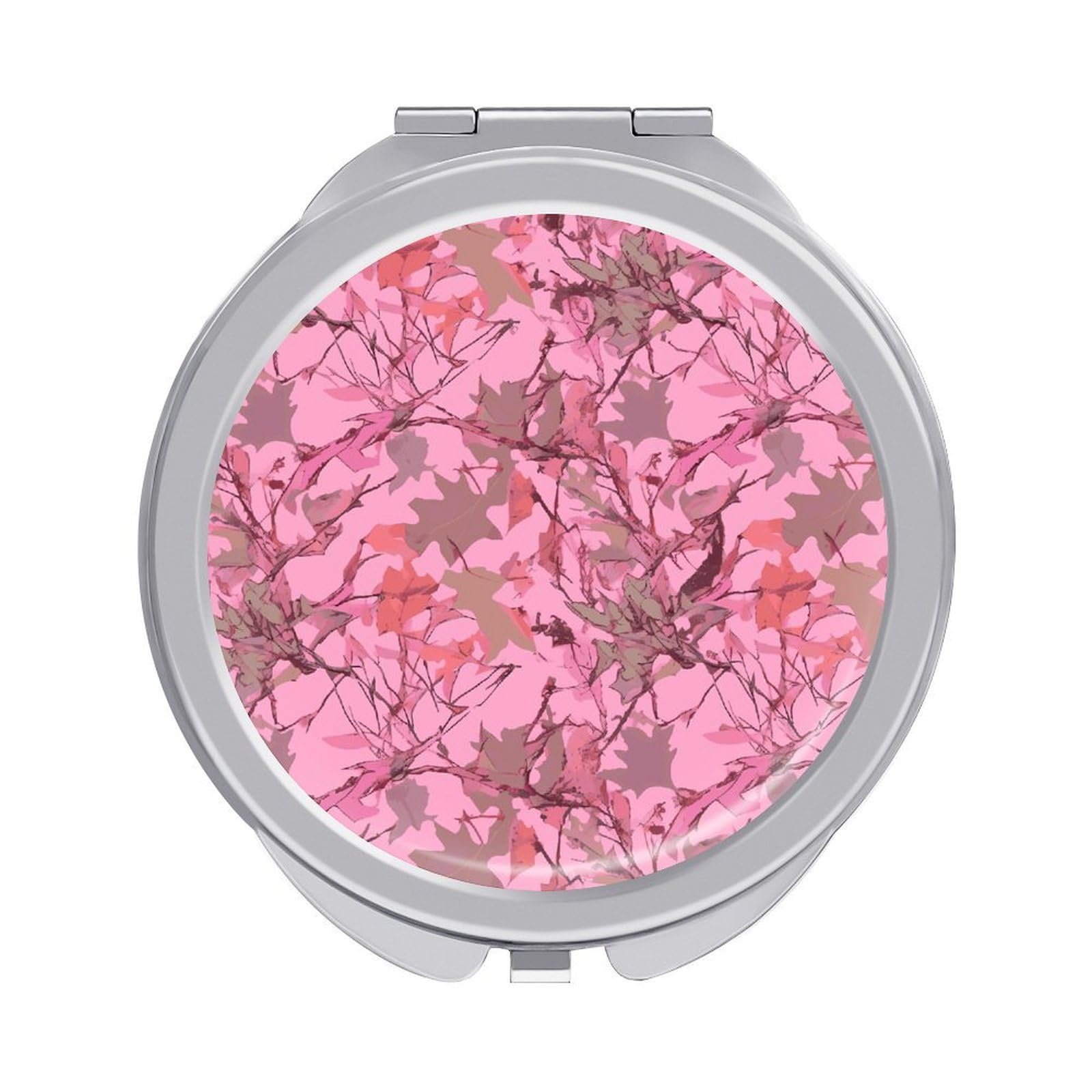 FekiLoot Pink Leaves Camo Travel Makeup Mirror 2 X /1 X Magnifying Slim Pocket Mirrors Compact for Purse Travel Makeup Mirrors for Pocket, Handbag, Purse Women Gift