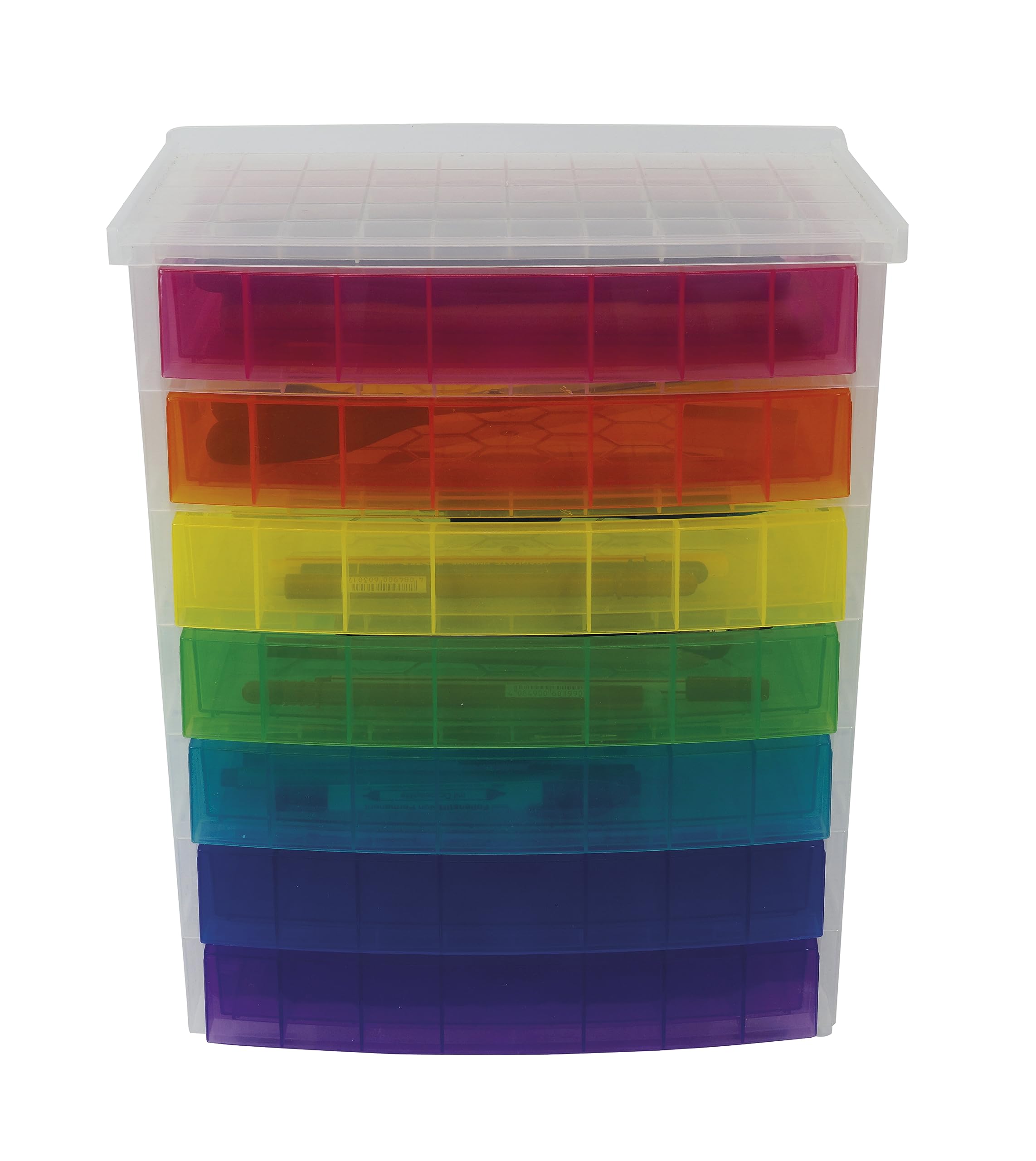TimeTEX - Cassettiera arcobaleno | Cassettiera in 7 colori, ideale per organizzare e attirare l'attenzione sulla scrivania. Realizzato in 100% polipropilene riciclabile | Contenuto: 7 cassetti