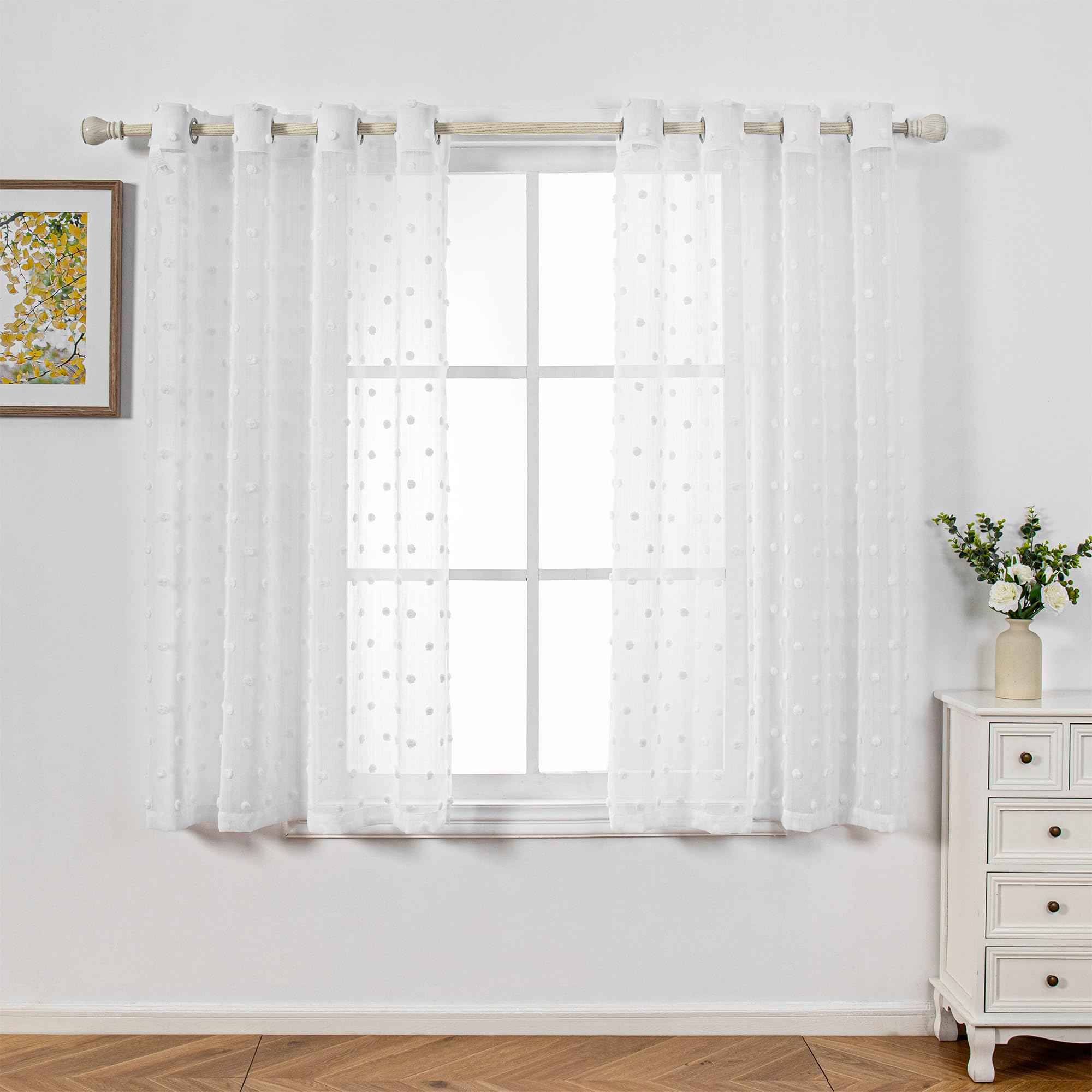 MYSKY HOME Juego de 2 Cortinas Blancas con Ojales, Cortina de Gasa Transparente para habitación Infantil, para salón, Moderna, Bordada, con Ojales, Transparente, para dor