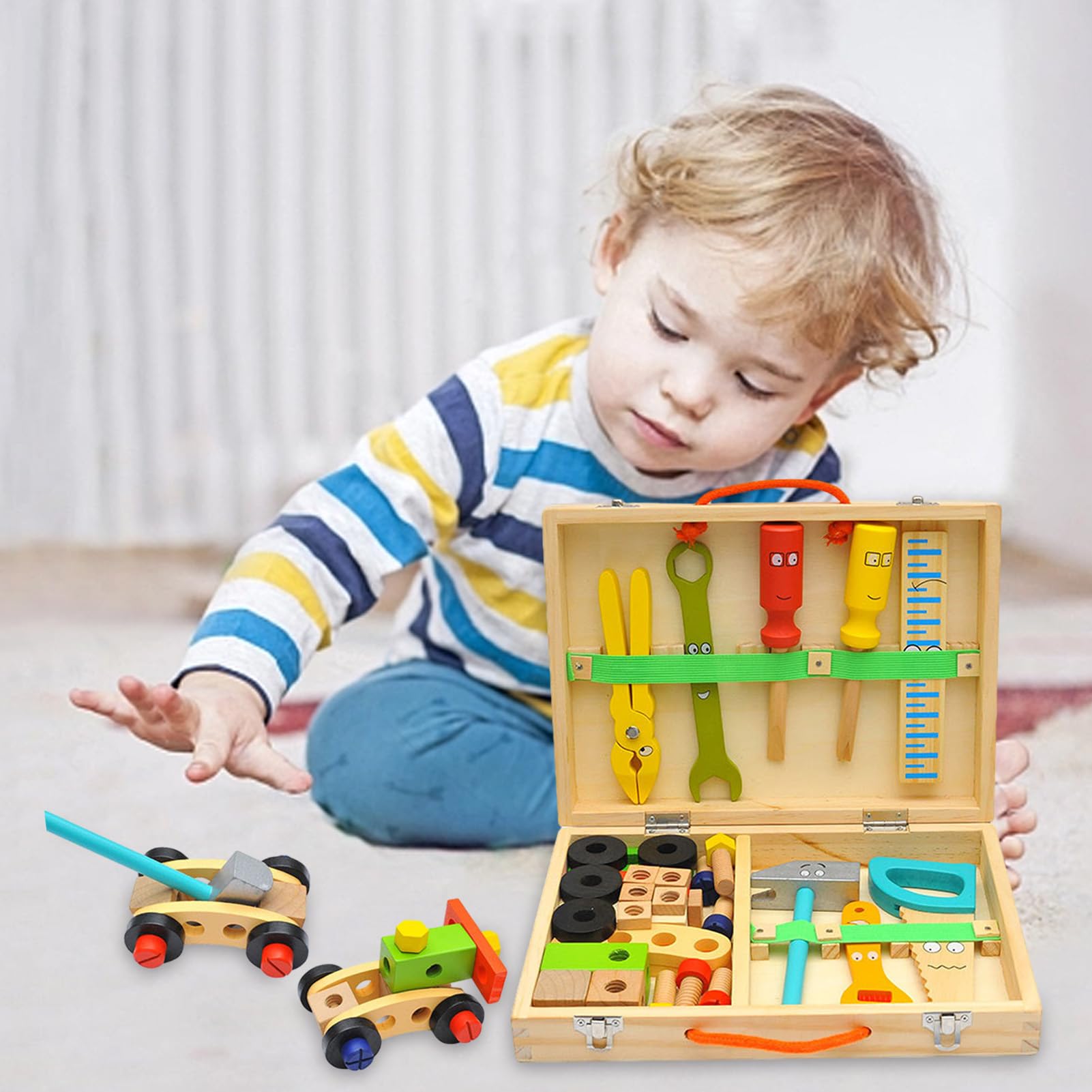 Attrezzi Bambini Giocattolo Educativo in Legno per Costruzioni
