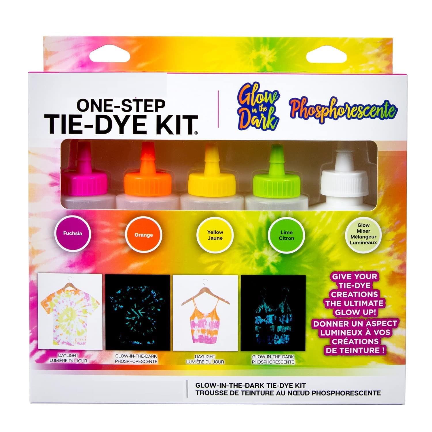 Cravido One-Step Tie-Dye Kit with Glow and Neon Colors, Easy DIY Fabric Dyeing for Kids and Adults, Glow-in-The-Dark Tie Dye Set for Fun Fabric Designs, Craft Activity and Gift Idea-picture-50