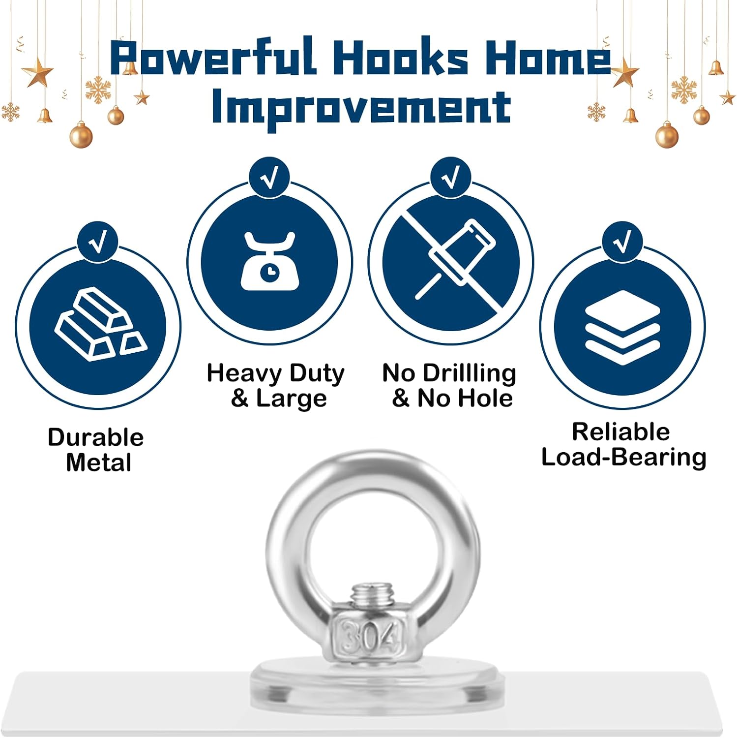 AccEncyc 6 Pack No Hole Adhesive Ceiling Hooks No Drill Ceiling Hanging Hook for Hanging Light Plants Lanterns Wind Chime Hanger Sticky Eye Hooks for Baby Mobile Curtain