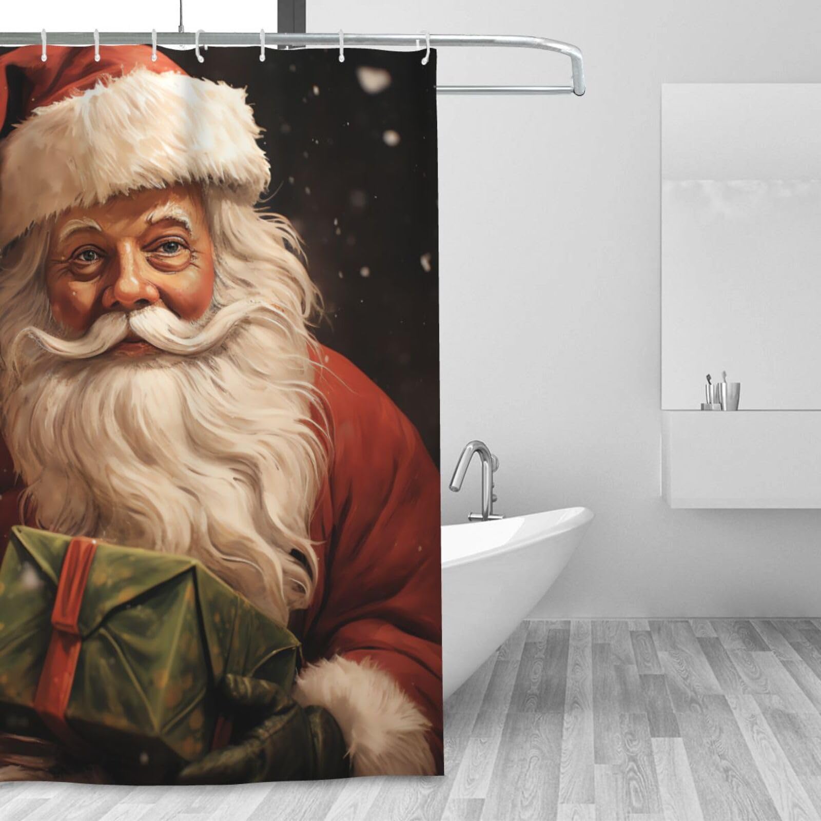 Rideau de bain imperméable lavable imprimé Père Noël