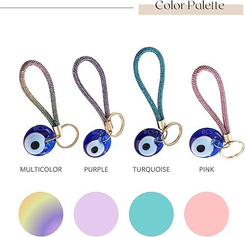 Miniatura 6 de BCS Evil Eye Keychain Bag Charm - Good Luck & Protection Amulet - Car Keyring Purse Accessories for Women