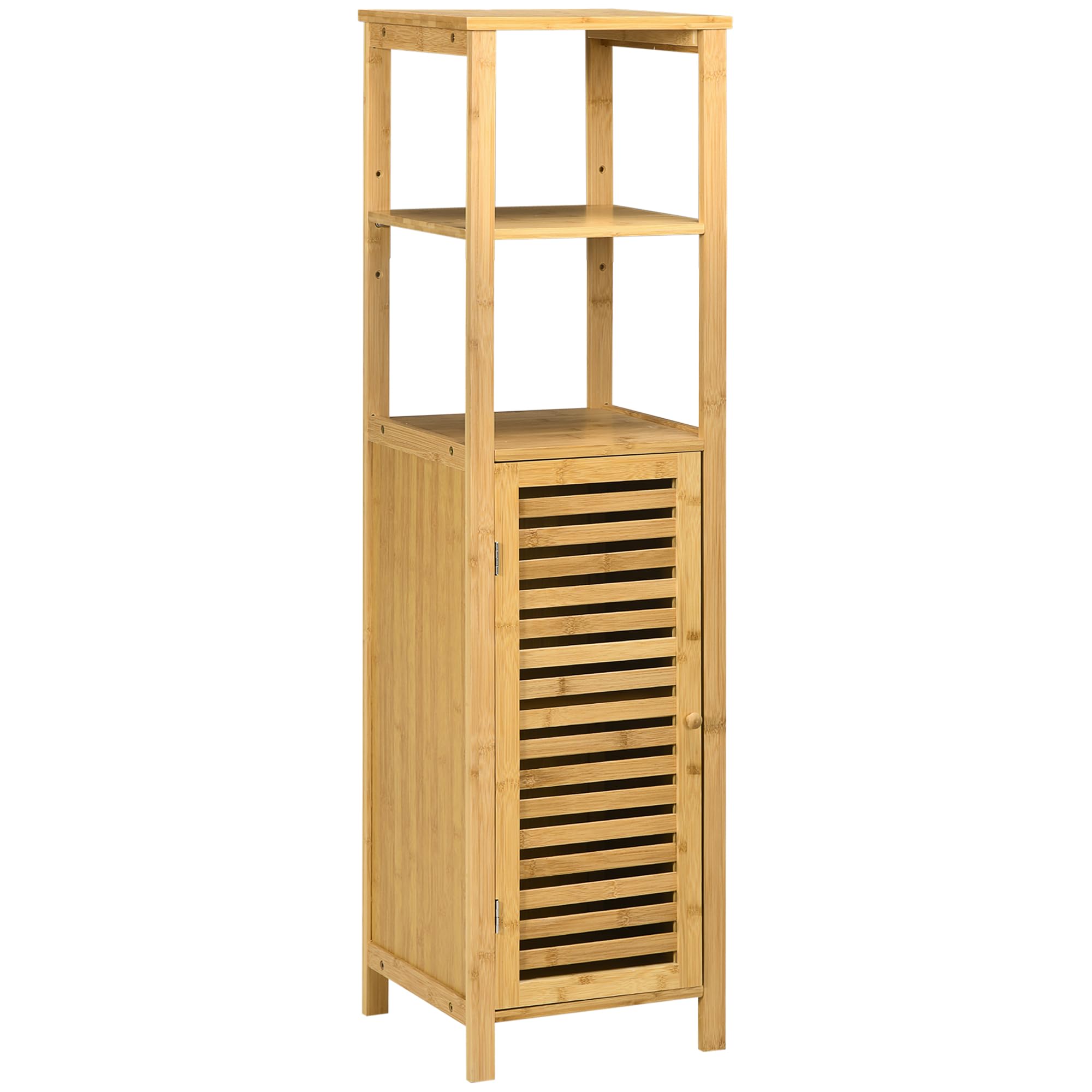 kleankin Badezimmerschrank Badschrank mit Tür 33 x 30 x 120 cm Naturholz