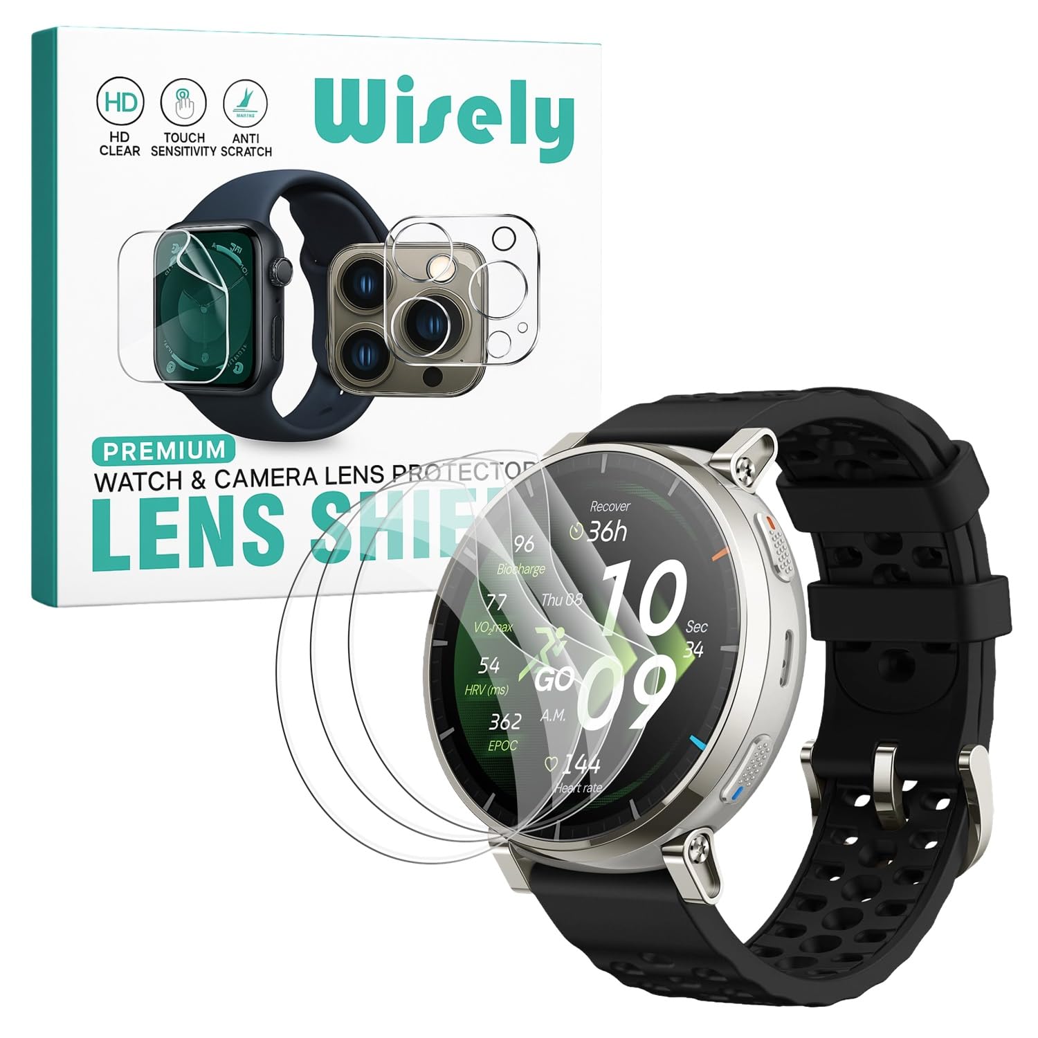 Wisely |3pcs| Screen Guard Protector Compatible For Amazfit Active 3 Premium Smartwatch |1.32"| Bubble Free, HD Clear, Full Cover, Easy installation kit-image-28