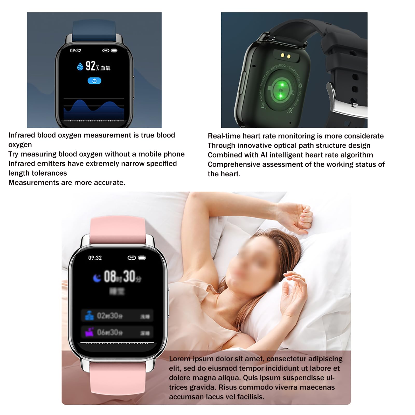 Wodoodporny Inteligentny Zegarek IPX8, Kwadratowy Ekran O 1,85 Cala, Połączenie Bluetooth/głos AI, 7 Dni + Codzienne Użytkowanie, 30 Dni Pracy Na Baterii,Blue