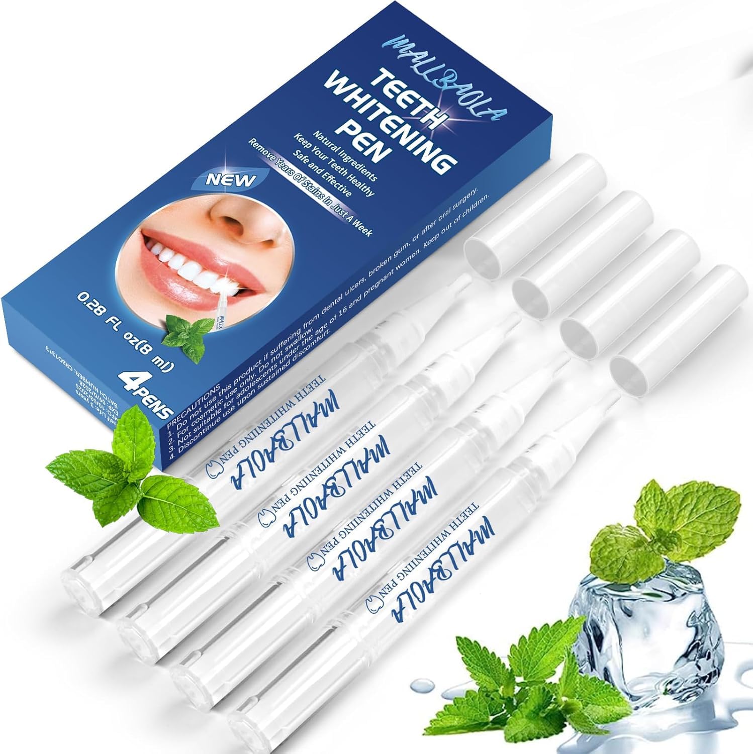 Penna Sbiancante Denti(4 Penna), Kit Sbiancante Denti Immediato, Gel Sbiancante Denti, Effetto Sbiancante Immediato, Efficace che Rimuove Macchie e Ingiallimento, Facile da Usare