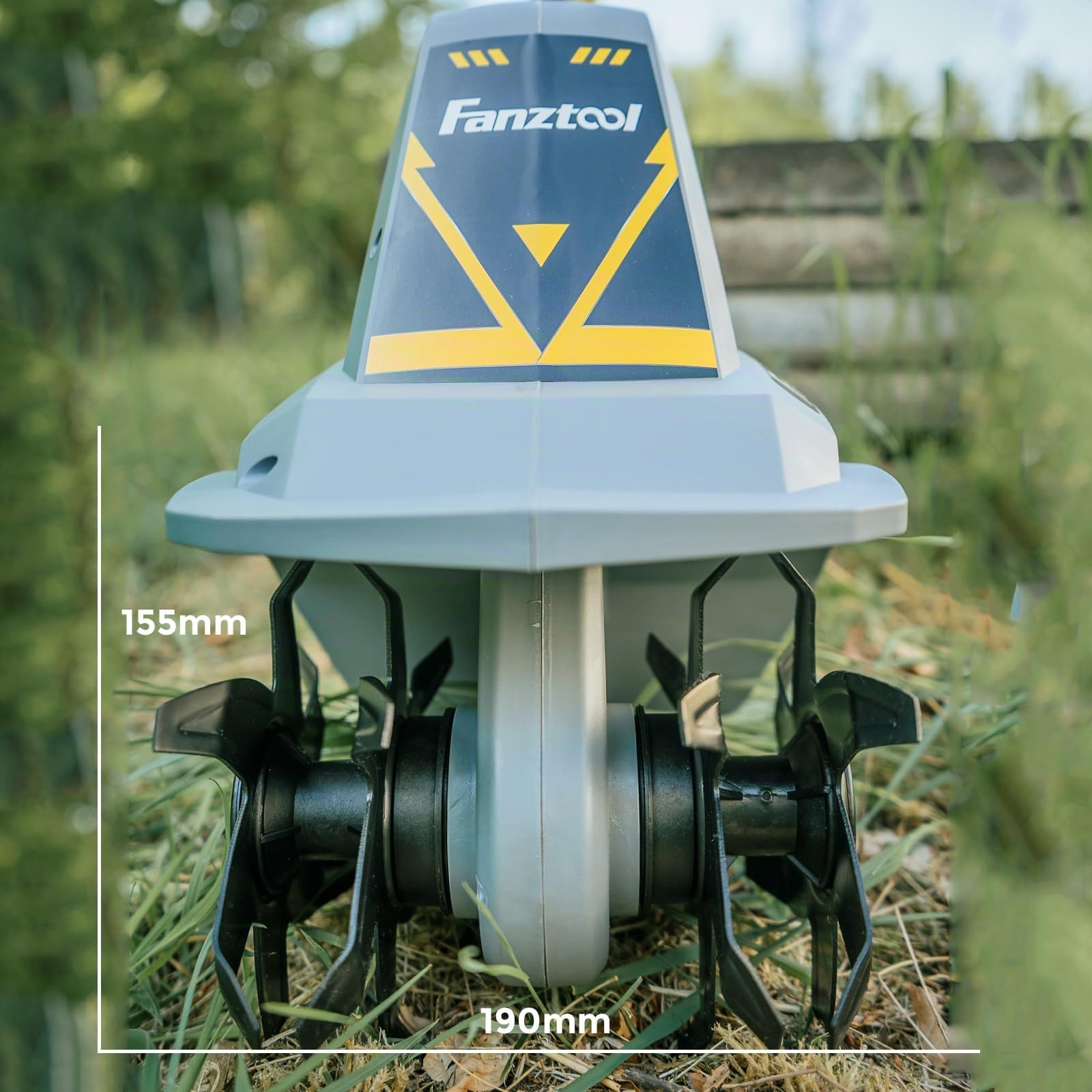 FANZTOOL Motobineuse Électrique 300W, 4 Lames Anti-Enchevêtrement, Mini Motoculteur 5 kg, Poignée Pliable Ergonomique, Largeur 19 cm, Profondeur 15,5 cm, pour Jardin et Potager