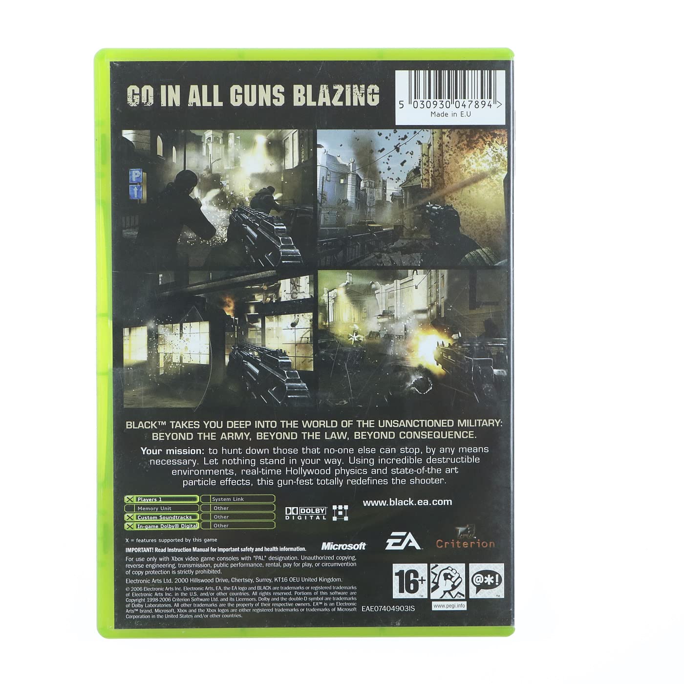 Jeu Vidéo Black – Xbox – EA – Version US NTSC – Bon état