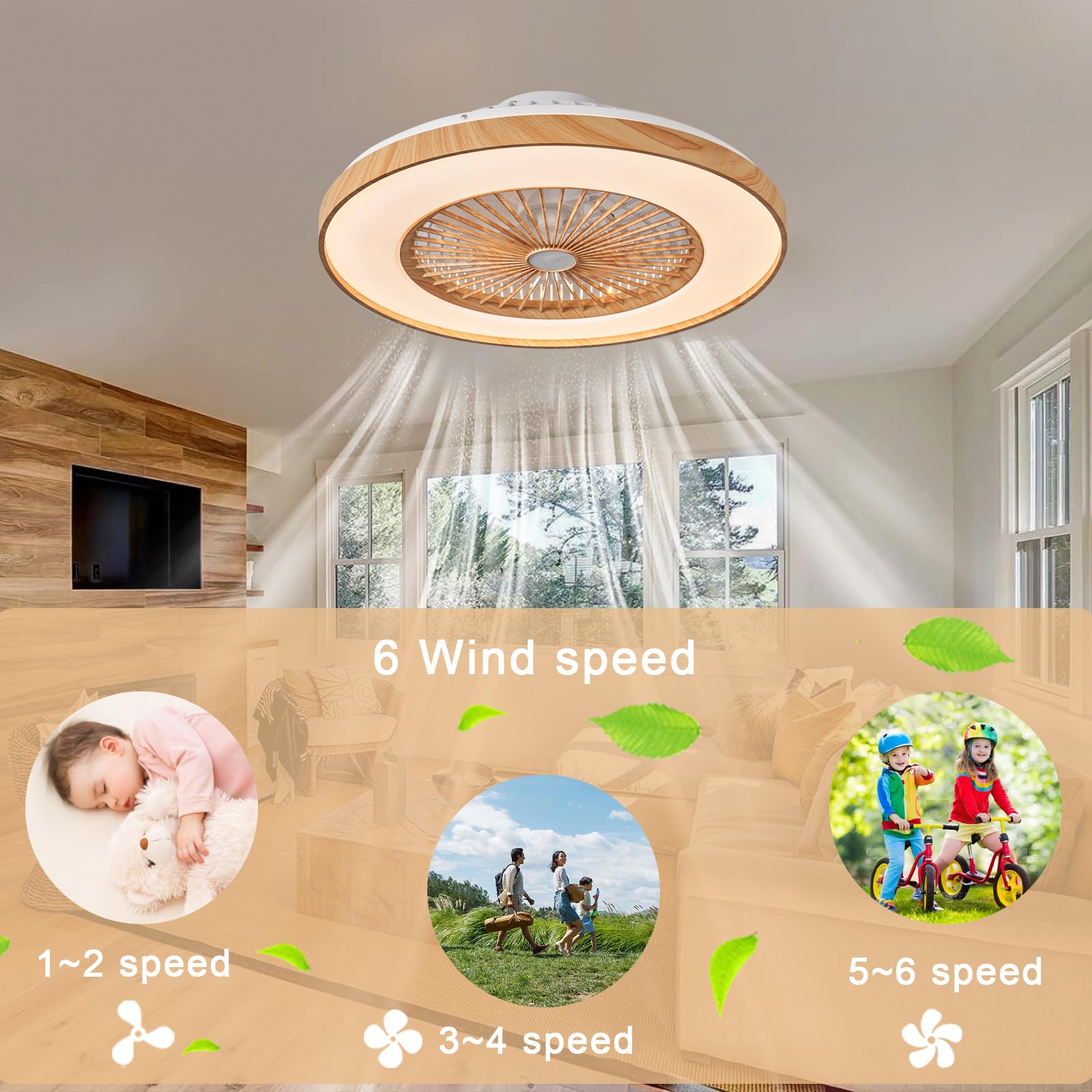 Buy LMiSQ Silent Ceiling Fan With LED Light And Remote Control Ceiling Fan With Lights 50CM DC Lamp With Fan Timer Dimmable Fan Ceiling Lamps Reversible (White) Online At Low Prices In - View #6
