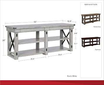 Ameriwood Home Wildwood Wood Veneer TV Stand for TVs up to 65, Rustic Grey