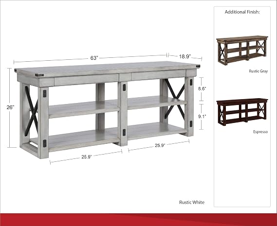 Ameriwood Home Wildwood Wood Veneer TV Stand for TVs up to 65, Rustic Grey