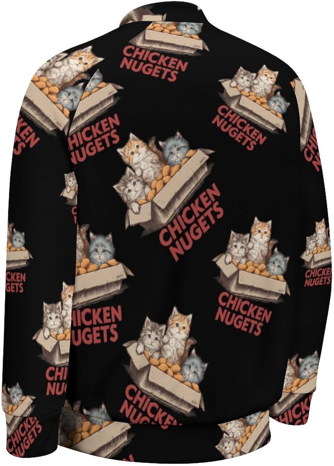 Cat Chicken Nugets Men's Baseball Bomber Lightweight Jacket Casual Coats Streetwear