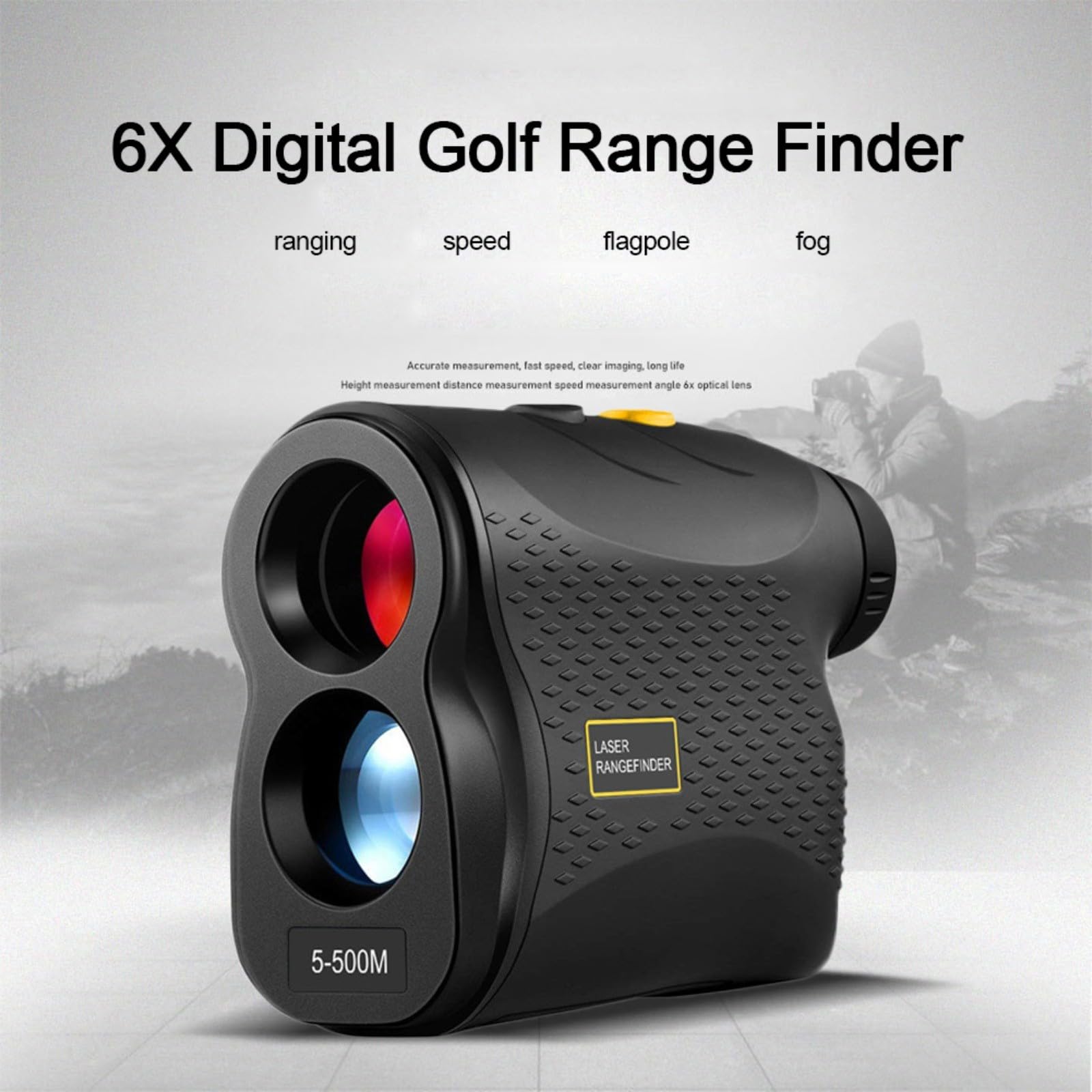 Laser Golf Entfernungsmesser mit 6 facher Vergrößerung, 500M Digital Golf Rangefinder mit Flag-Lock und Vibration, ± 1m Genauigkeit, Entfernungsmesser Jagd