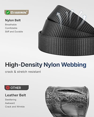 Miniatura 5 de FAIRWIN Cinturones de rátchet para hombres - Cinturón de red de nailon para golf táctico, trabajo casual, con correa ajustable de rátchet con hebilla