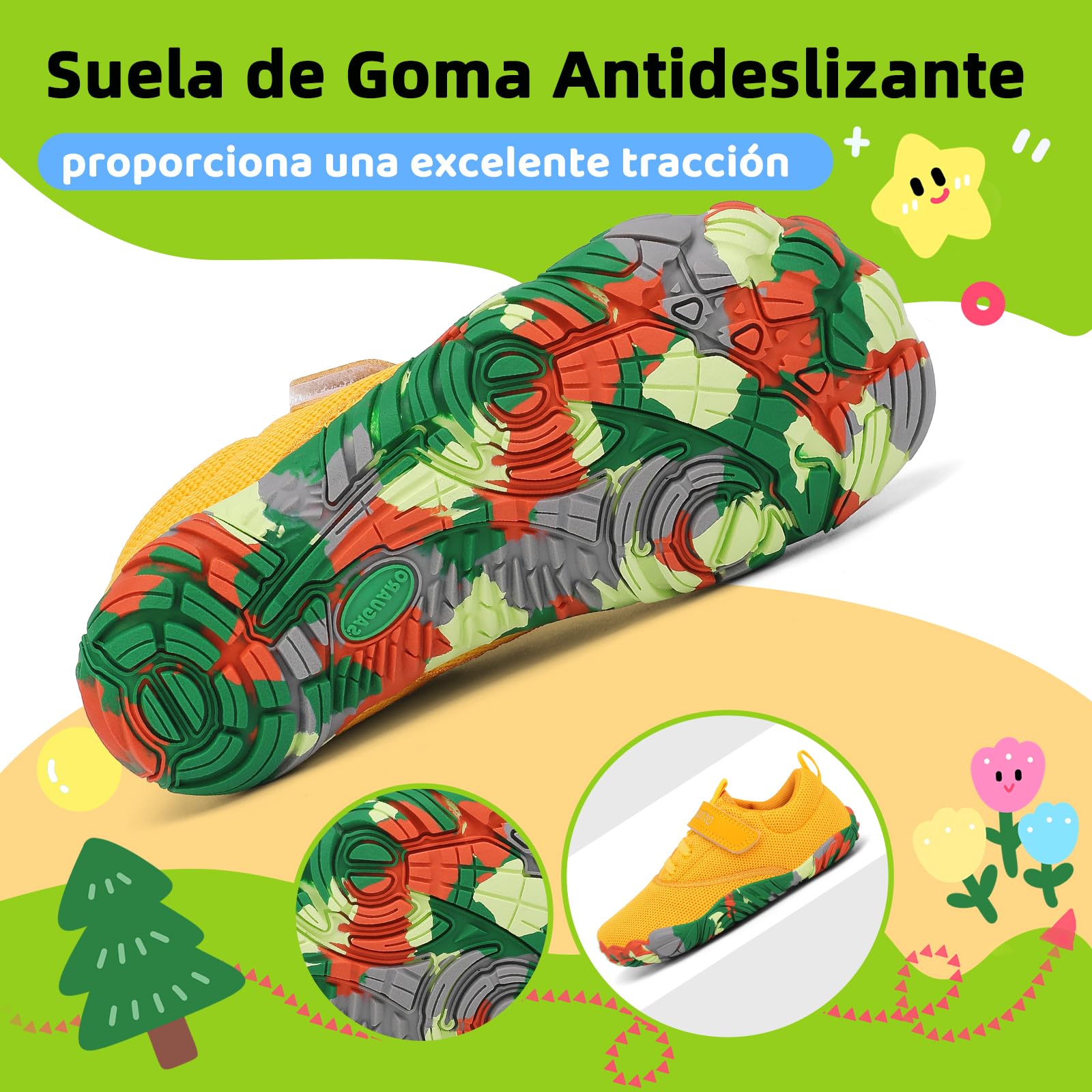 SAGUARO Zapatillas Barefoot Niños Antideslizantes y Ligeras Calzado Descalzos, Talla 24-36