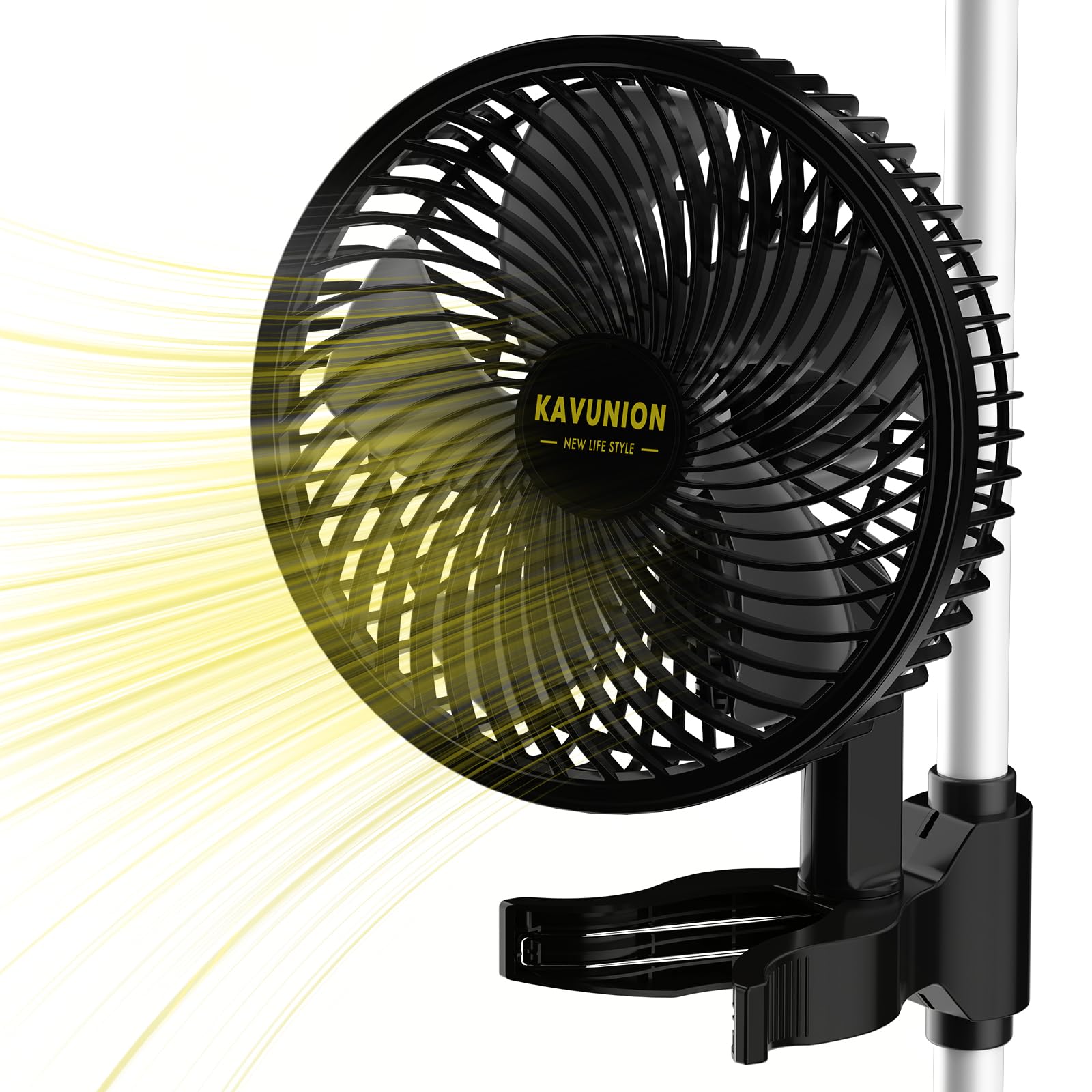 K1 Growzelt Clip Ventilator, 9W EC-Motor Ventilator Oszillierend 6-stufige Geschwindigkeitsregelung 250cm Kabel leiser 28 dB Typ-C-Anschluss Clip Fan Für Growzelt Schlafzimmer oder Büro