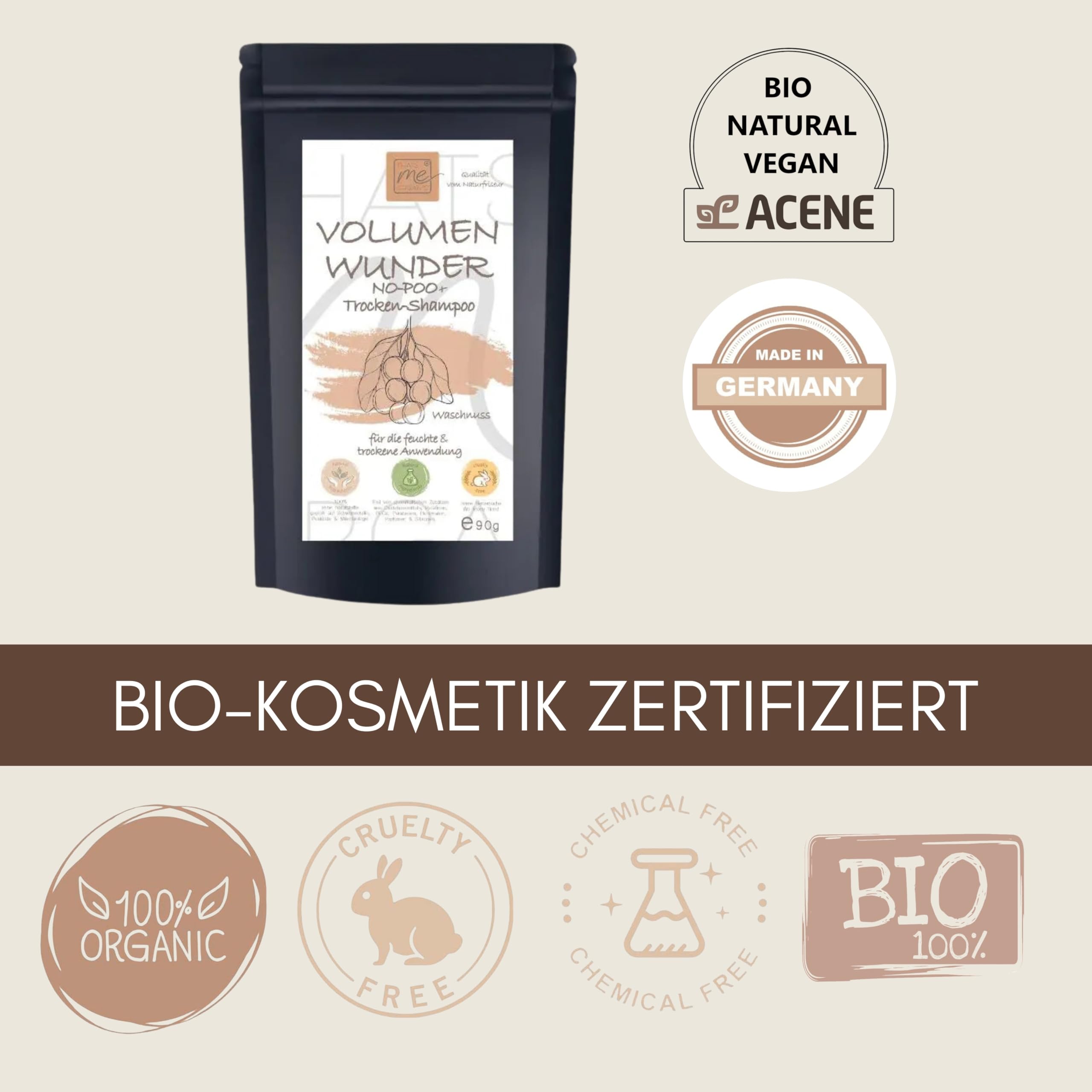 Thats me Organic BIO Volumen-Wunder – No Poo Trockenshampoo 2-in-1 90g – Natürliches Styling Powder sorgt für Volumen und Pflege ohne Chemie – Für empfindliche Kopfhaut und feines Haar