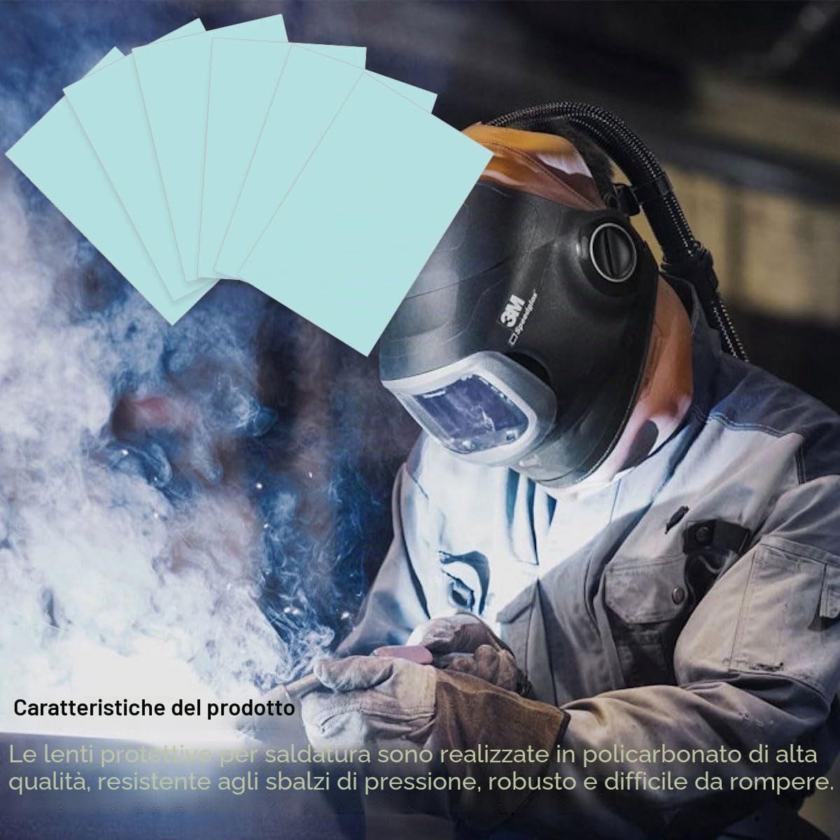 Lente per Casco Saldatura 20 PCS 110x90mm Policarbonato Lente di Ricambio Piastra Protettiva Trasparente Lente Ricambio per Saldare Il Foglio Protettivo Esterno O Interno