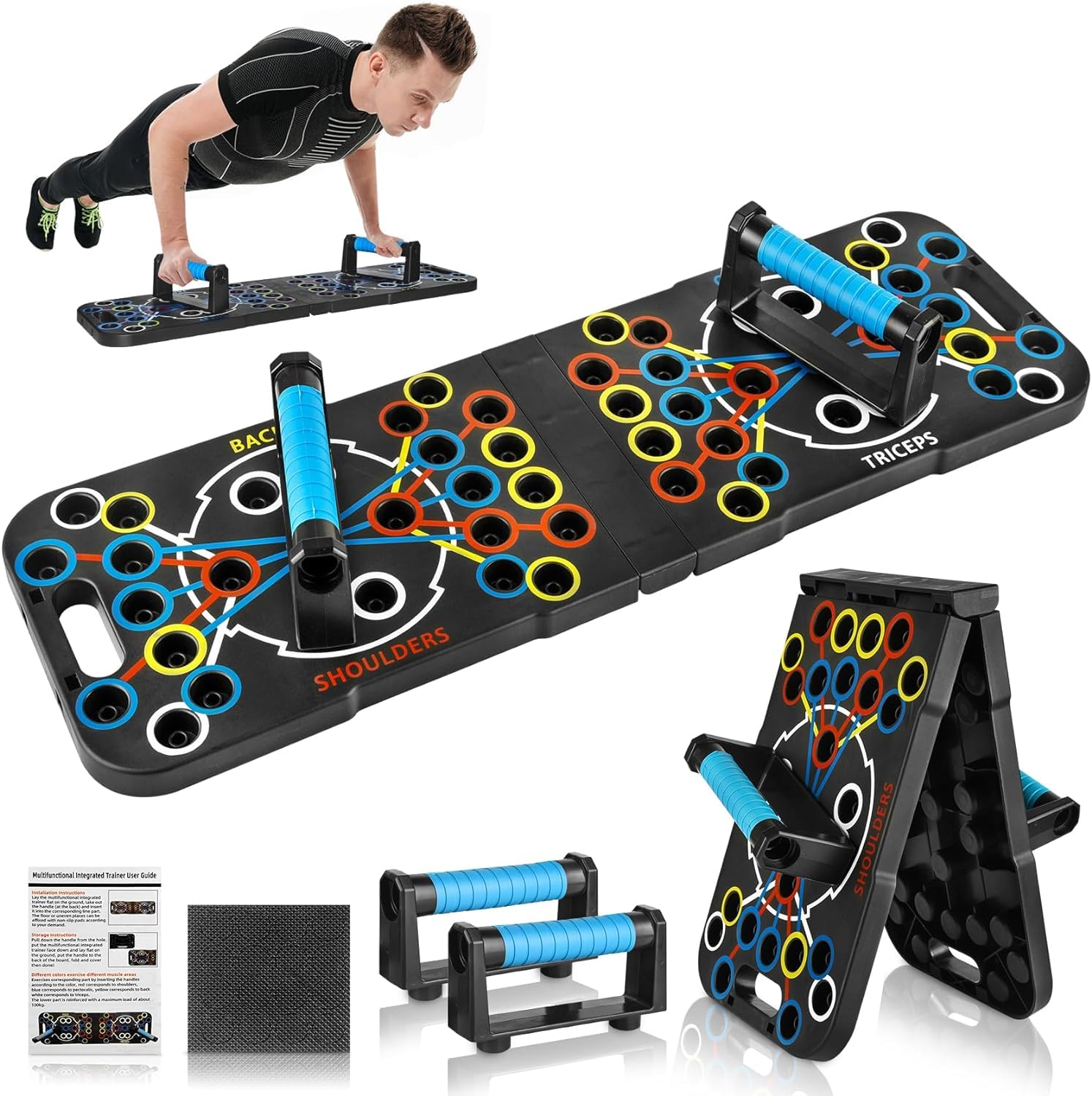 BOLDESCAPE 56 in one Push Up Board - Pushup board for Men - Pushup board and Stand for Effective Upper Body Training - Gym Equipment for Home Fitness - Ideal Pushup Board for Men's Workouts.