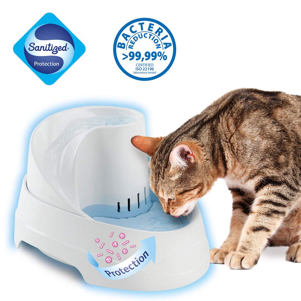 Ferplast 71300011W1 Vega fontanna do picia dla kotów i małych psów, z trwałą ochroną antybakteryjną, czysta przefiltrowana woda, łącznie z filtrem z węglem aktywnym, 810 g