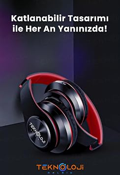 Wireless Earphone Bluetooth Earphone Headset With Microphone Led Light Foldable Red