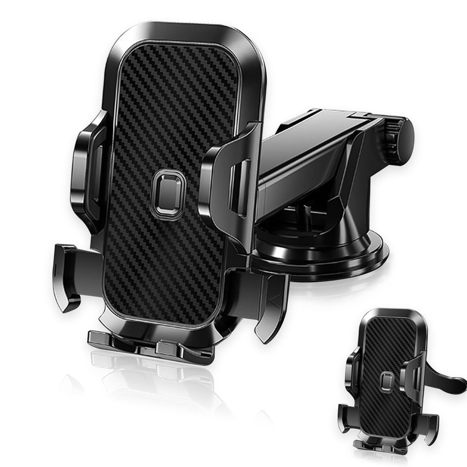 Hawyet1 PC Car Center Console Sealing Mobile Phone Carbon Fiber Holder, 360° Rotating Vacuum Adsorption Mobile Phone Holder, Dual-Purpose Air Outlet/Suction Cup, Improper Charging Port (Black)