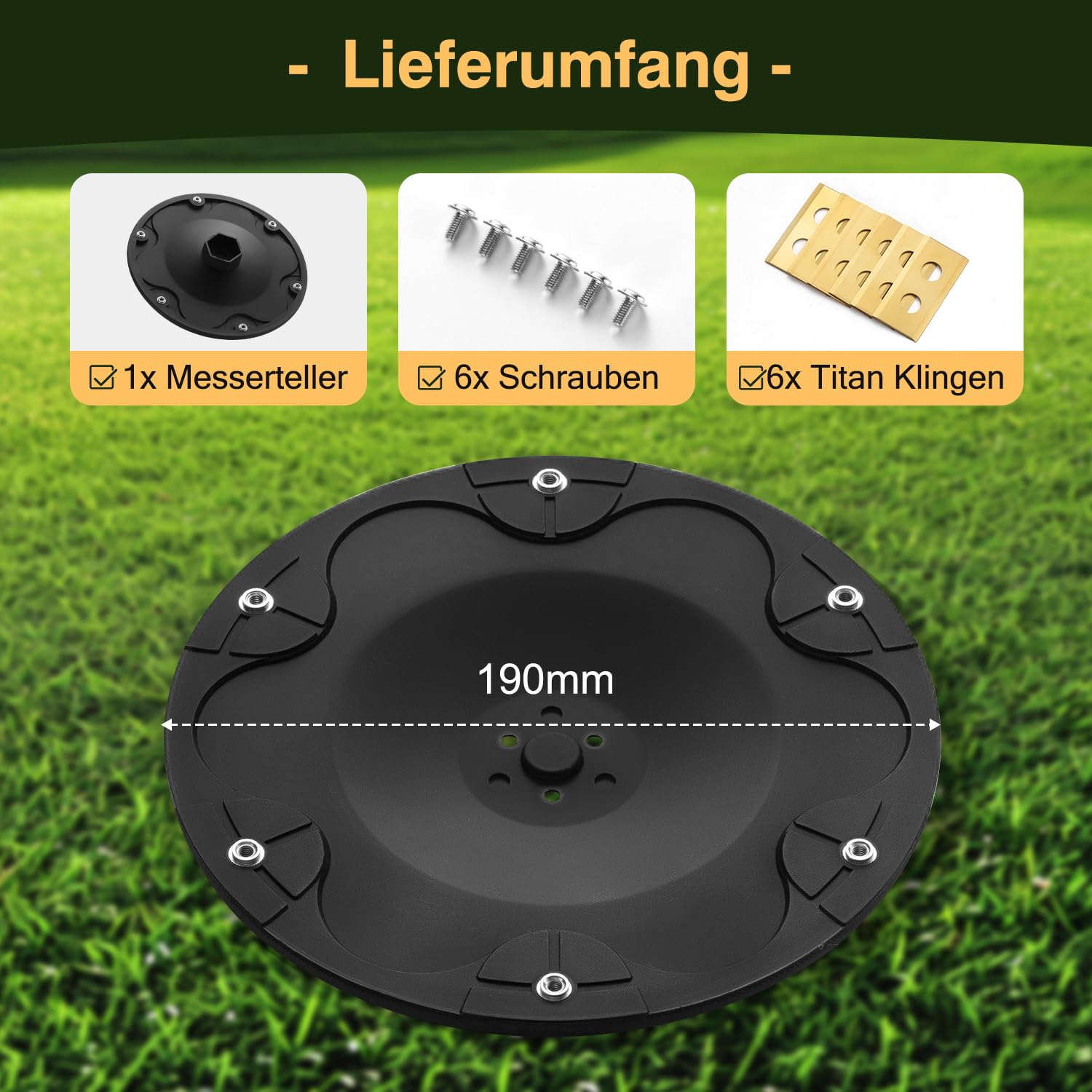 [AUFRÜSTUNG] Messerteller + 6 Stück Klingen Kompatibel mit DREAME | MOVA & DCK Mähroboter Messerscheibe Rasenroboter Drehscheibe
