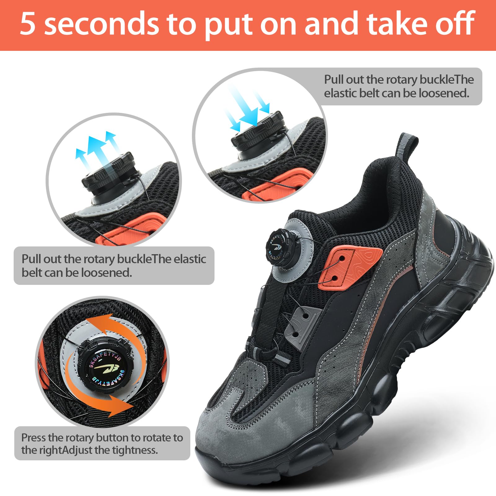 SmoothPace Scarpe Antinfortunistiche Uomo Donna Leggere Comode Traspiranti Scarpe Antinfortunistica Antiscivolo Ammortizzazione Sicurezza con Punta in Acciaio da Lavoro 37-46EU