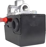 Vista 5 de Yuncoold 5140117-89 - Interruptor de presión para compresor de aire de cable Porter, 150/120 PSI, 26 amperios con manómetro de 200 psi