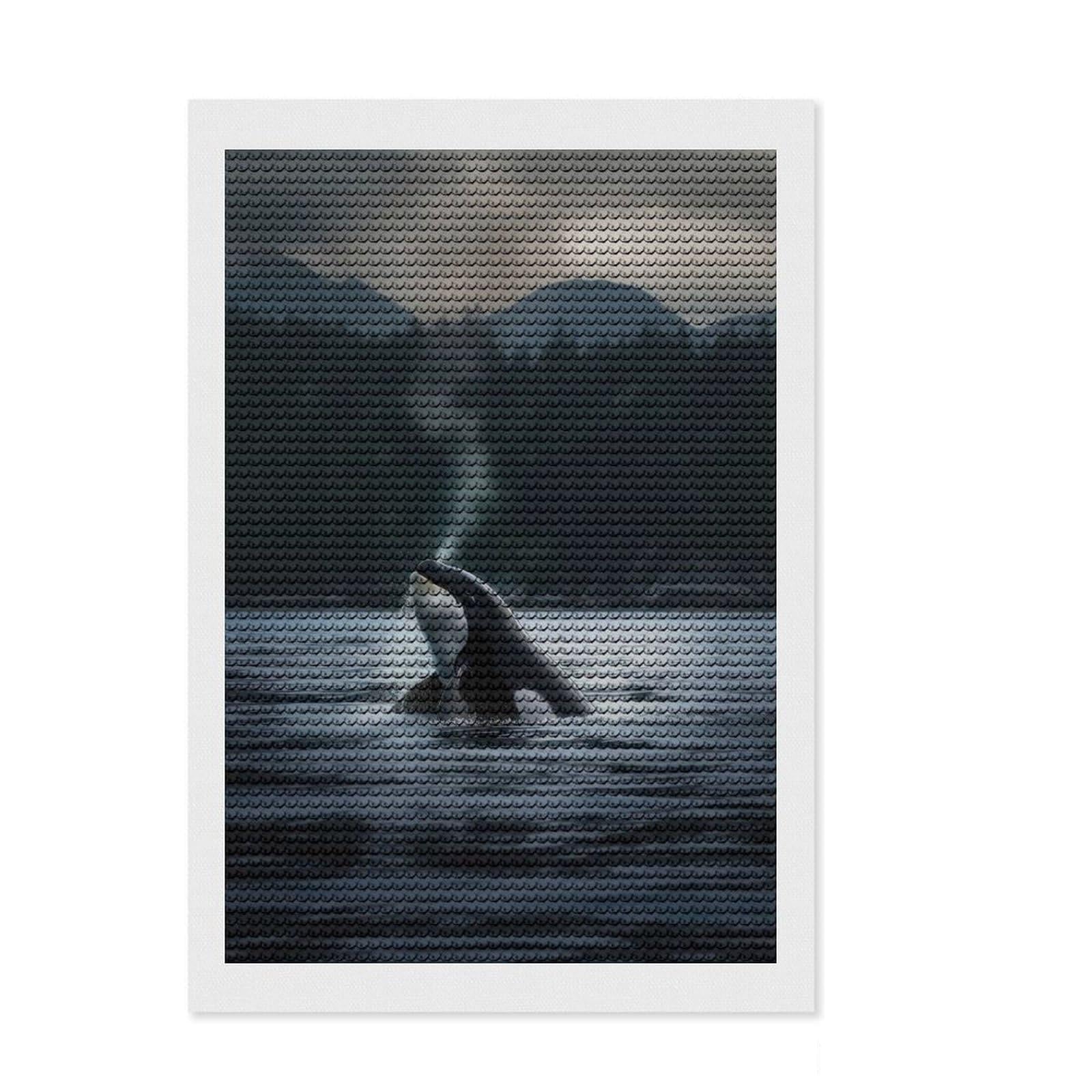 Junmoney Gorgeous Orca Round Drill Diamond Painting 8"x12", for Beginners, Simple to Start, Modern Decor, Birthday Gift, Easy to Enjoy