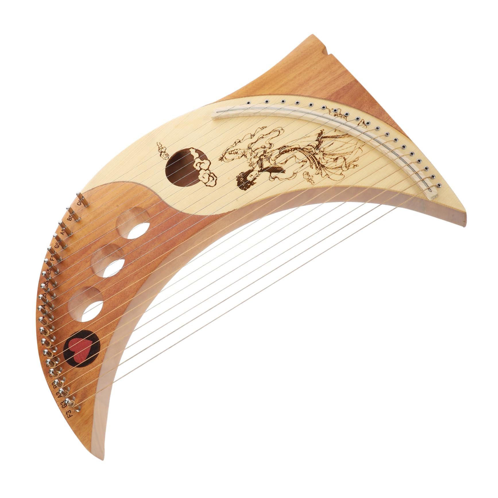 Cabilock Arpa de Lira de Madera Maciza 19 Cuerdas para Principiantes y Niños, Instrumento Musical Portátil Tono Cálido y Sonido Brillante Color Aleatorio