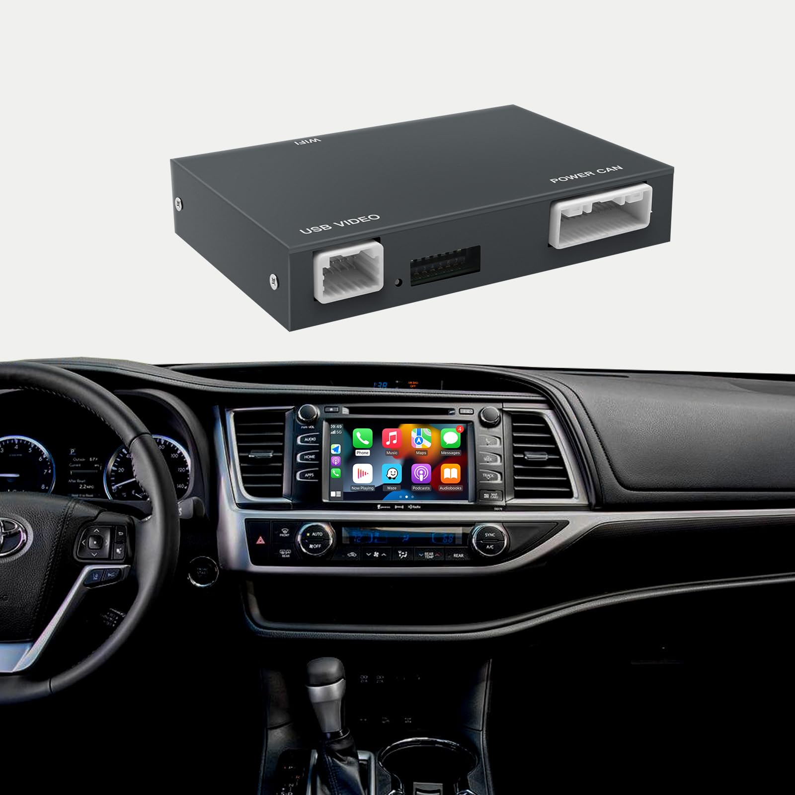 CARabcWireless Carplay Android Auto Adapter for Toyota with Entune2.0 2014-2019, Fits for Tundra/Highlander/RAV4/Tacoma/Camry/Corolla/Avalon/Prius/CH-R/Sienna