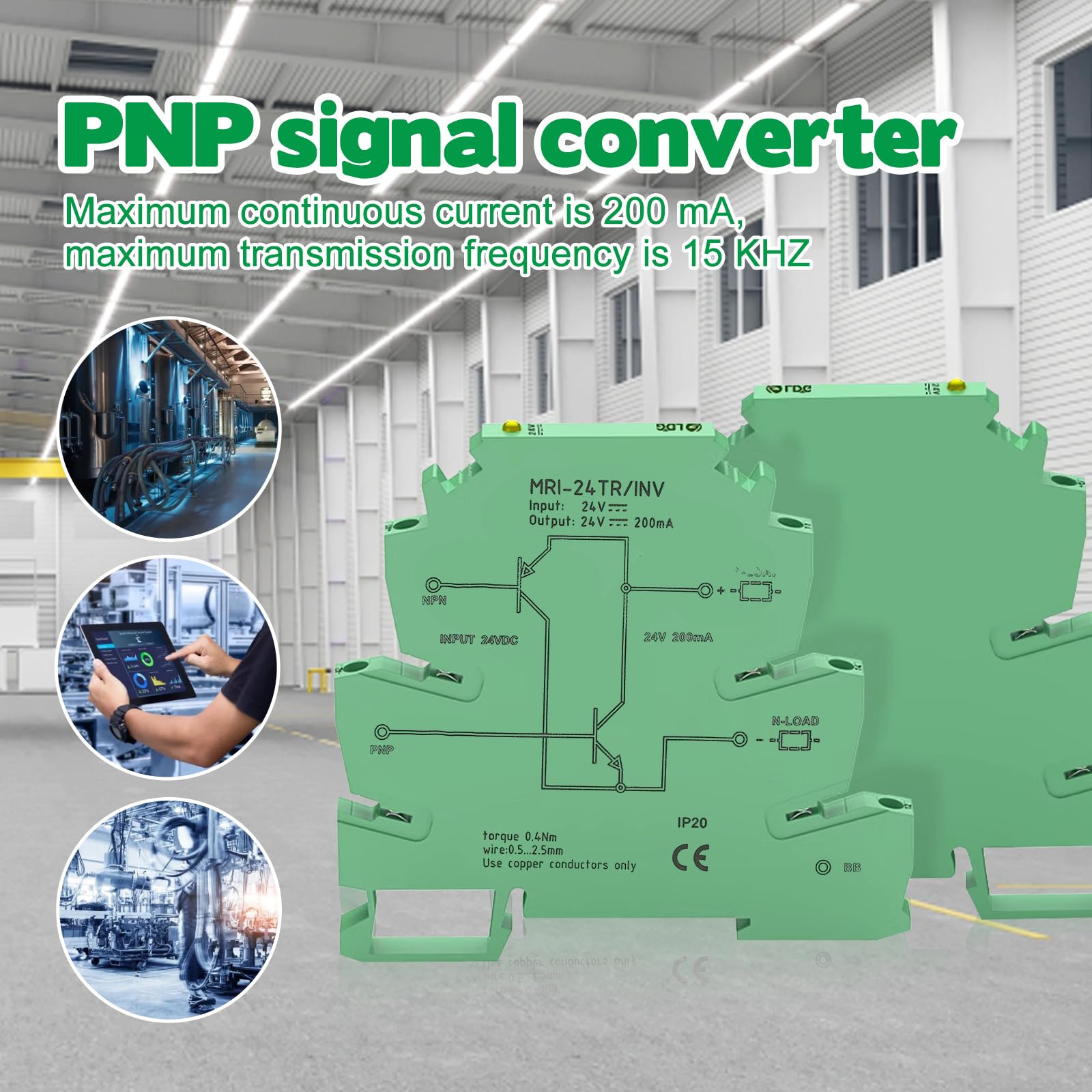 Convertitore di segnale NPN,convertitore di segnale MRI-24TR/INV ​​Convertitore di segnale NPN PNP Sensore PLC Modulo di conversione del livello di polarità IO