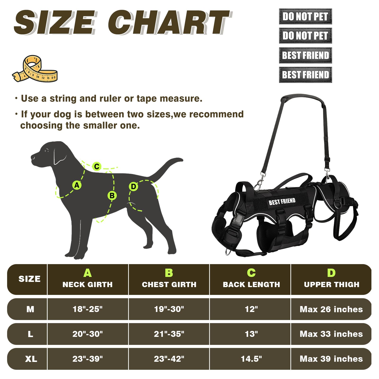 Imbracatura per cani anziani e post-operatoria, supporto 3 in 1 per tutto
