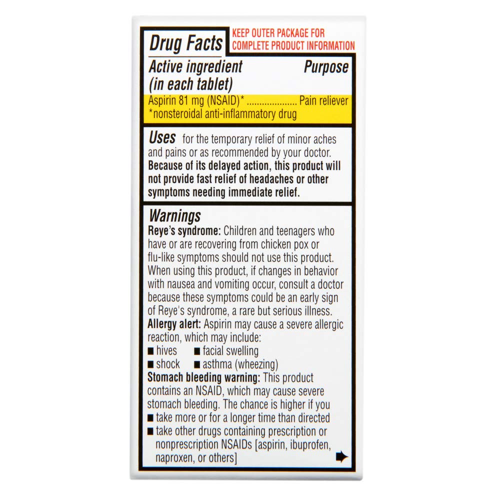 Rite Aid Aspirin Enteric Tablets, 81 mg Aspirin 120 ct, Low Dose