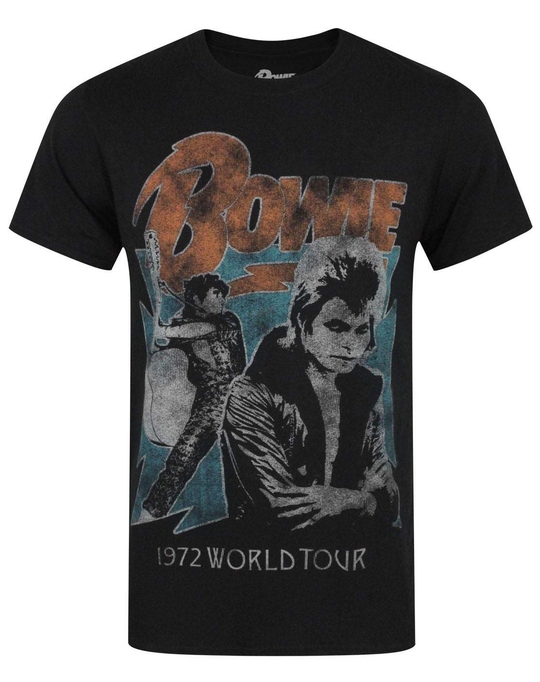 Vanilla Underground Men's Black Official David Bowie 1972 World Tour T-Shirt (L)