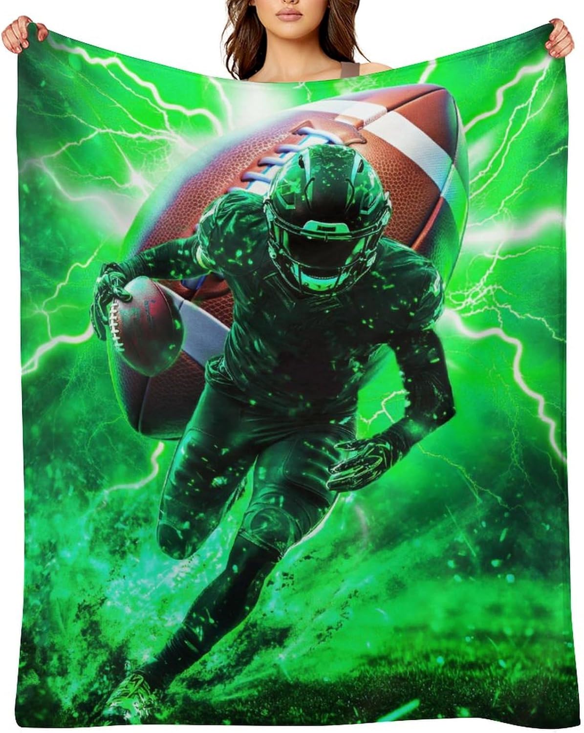 Football Throw Blanket - Soft Flannel Blankets for Girls Boys Kids Sports Loves - Warm Football Player Blankets for All Season Lap, Chair, Sofa - 50"x40" - Image 5