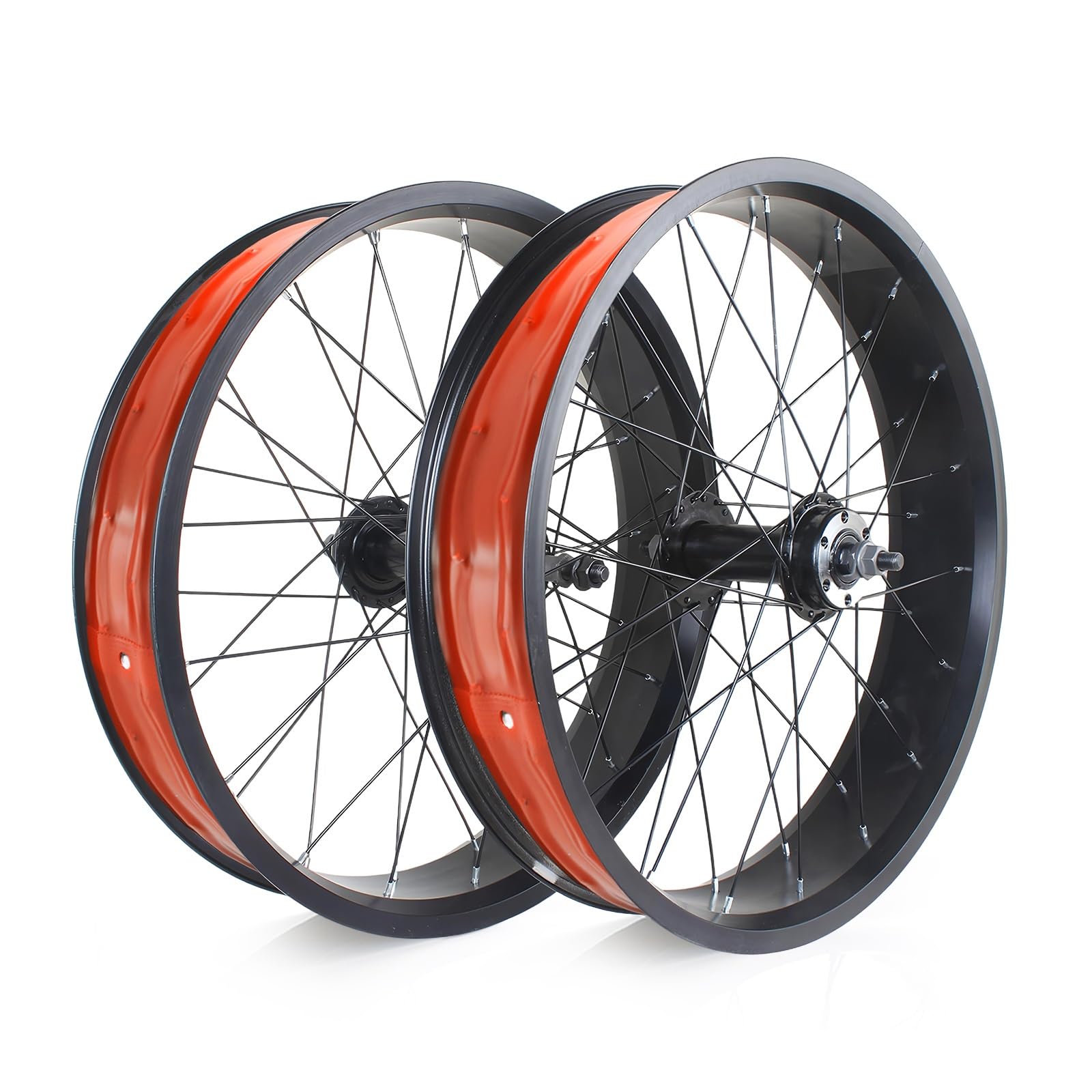 ZCXBHD 20in/24in/26in X 4.0" Fat Tire Bike Wheelset Disc Brake Front Rear Wheel QR 135mm/195mm 36H Hubs 14G Spokes For 7-10s Rotary Freewheel E-bike Snow Beach Bike Wheels(Front+Rear,24IN)