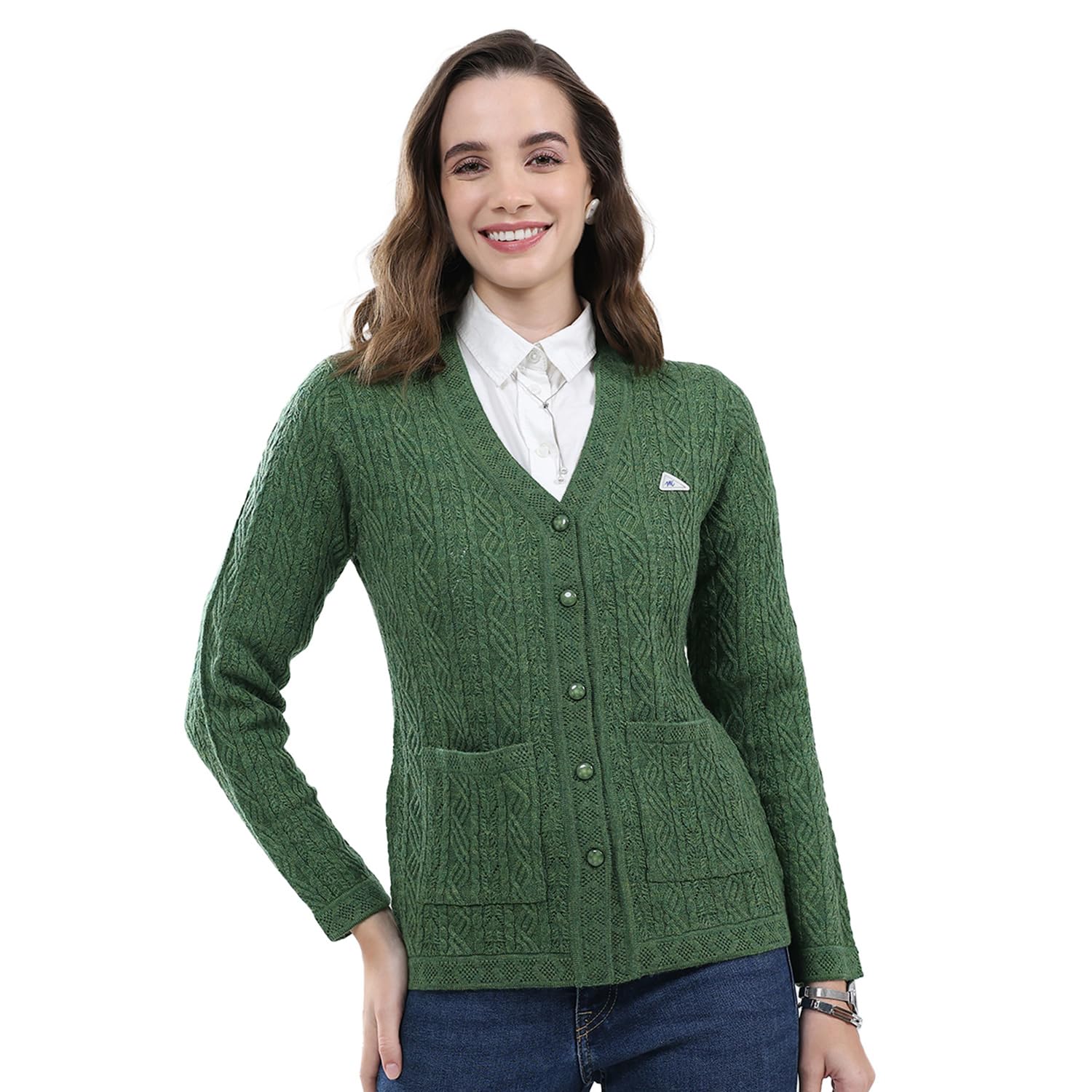 monte carlo Women's Regular Fit Cardigan | Self Design Pattern | Button Closure with Full Sleeve V Neck Winter Cardigan for Womens-picture-41
