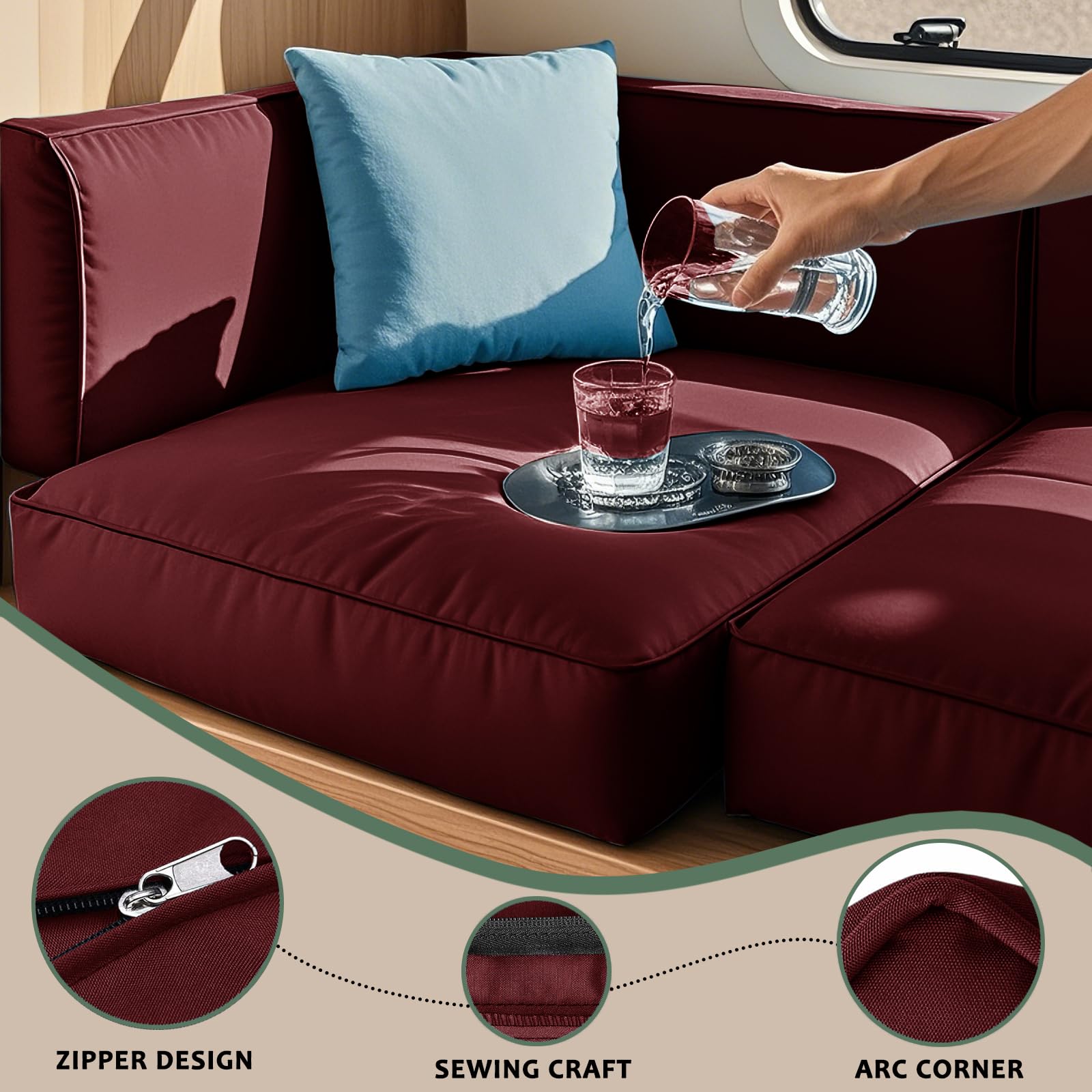Amazon.com: UNBBRRL Waterproof RV Dinette Cushion Covers with