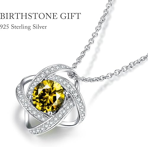 Miniatura 5 de boya Birthstone Necklace Gifts for Women, Love Knot Necklaces for Women 925 Sterling Silver Birthstone Jewelry Mothers Valentines Day Birthday