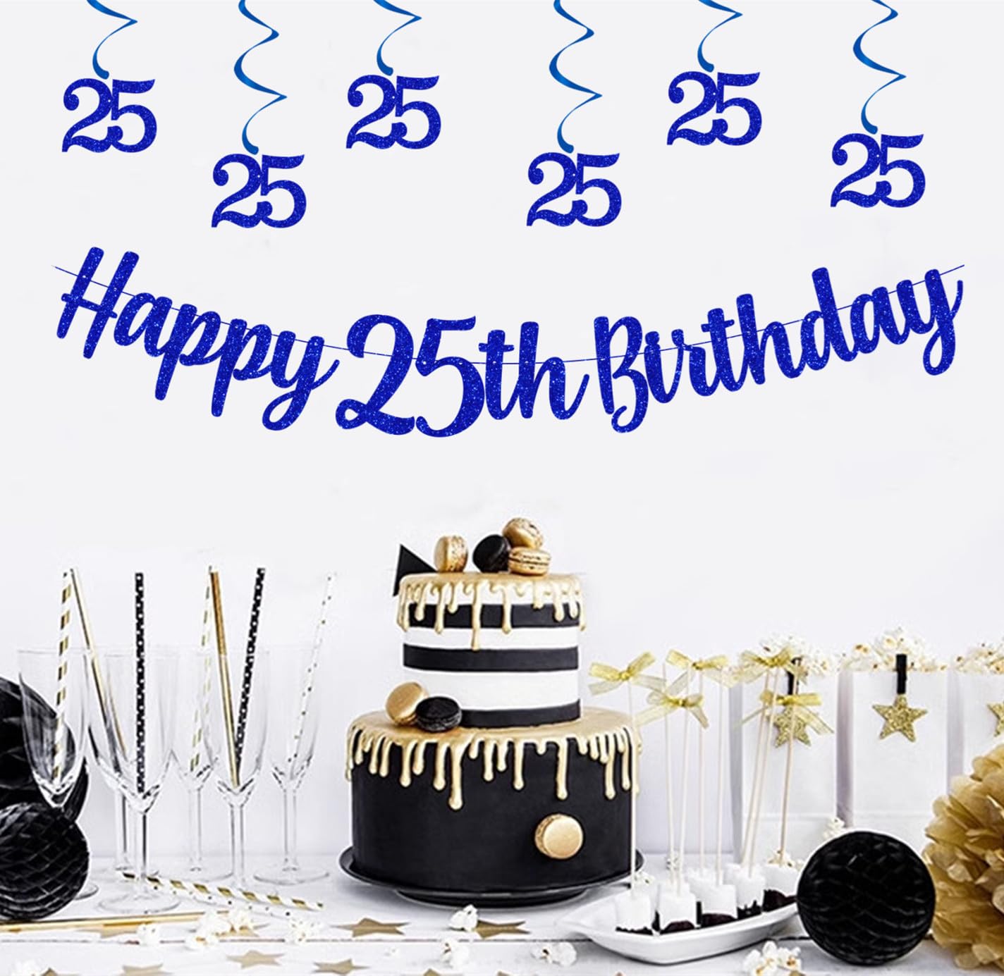 Décorations De 25e Anniversaire Pour Hommes Et Femmes, Bannière « Happy 25th Birthday » - Grande Taille - Toile De Fond Pour Anniversaire De 25 Ans - Accessoire Photo - Décoration De