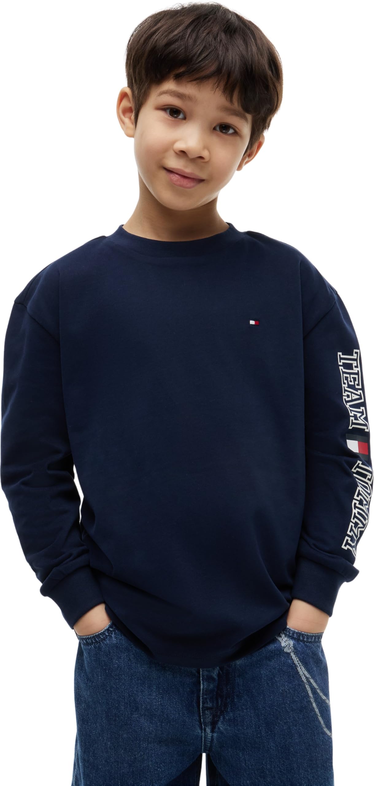 Tommy Hilfiger Logo Long Sleeve T-Shirt, Navy, Size 16 Years