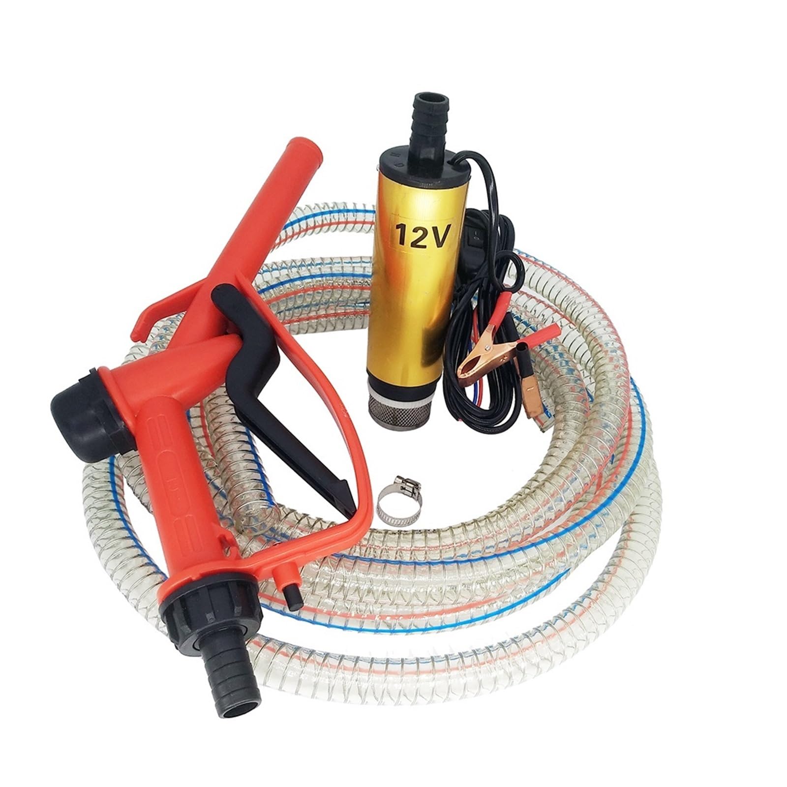 Dispenser for pompa carburante gasolio 12V 24V, set combinato pistola for rifornimento, pompa sommergibile elettrica con 5 tubi per olio per trasformatori diesel-cherosene(12V)