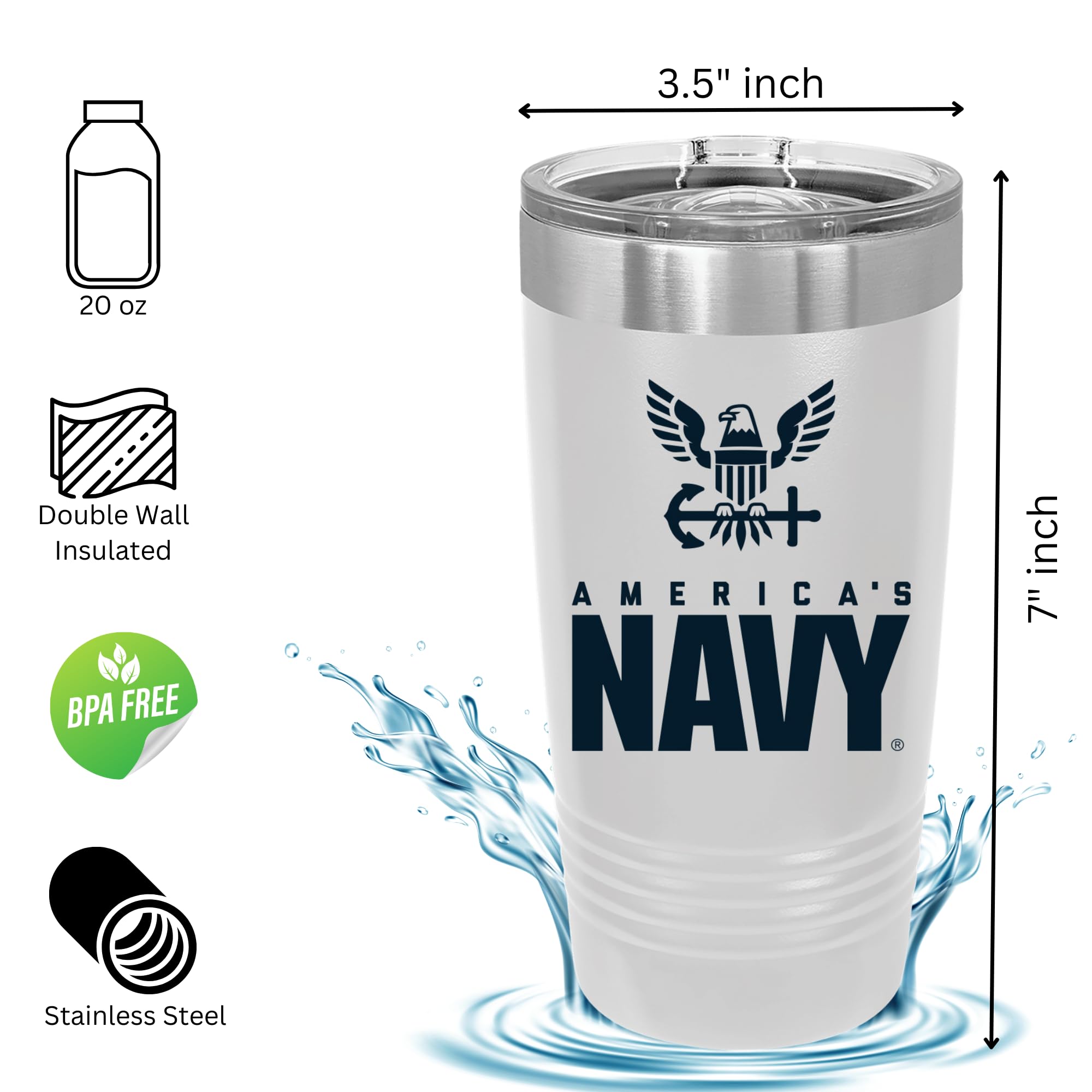 Amazon.com | United States Navy 20oz Travel Tumbler- Stainless