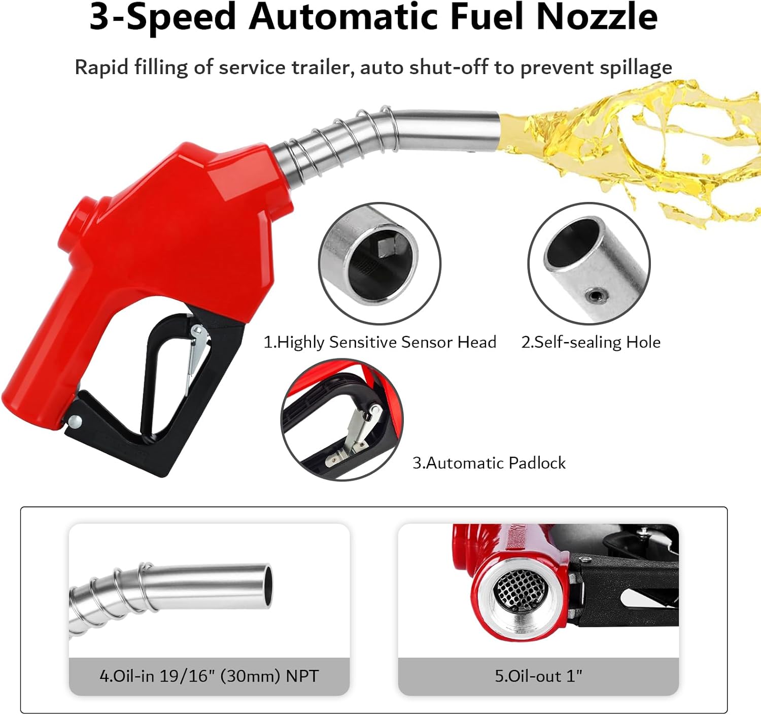 1 Inch Fuel Hose Reel 50ft Retractable Heavy Duty Hose Reel for Diesel Fuel Can Spring Driven Autoswing 300 PSI Fast Pump Fuel Line Hose with Nozzle for Tank Truck Boats Air Vehicle