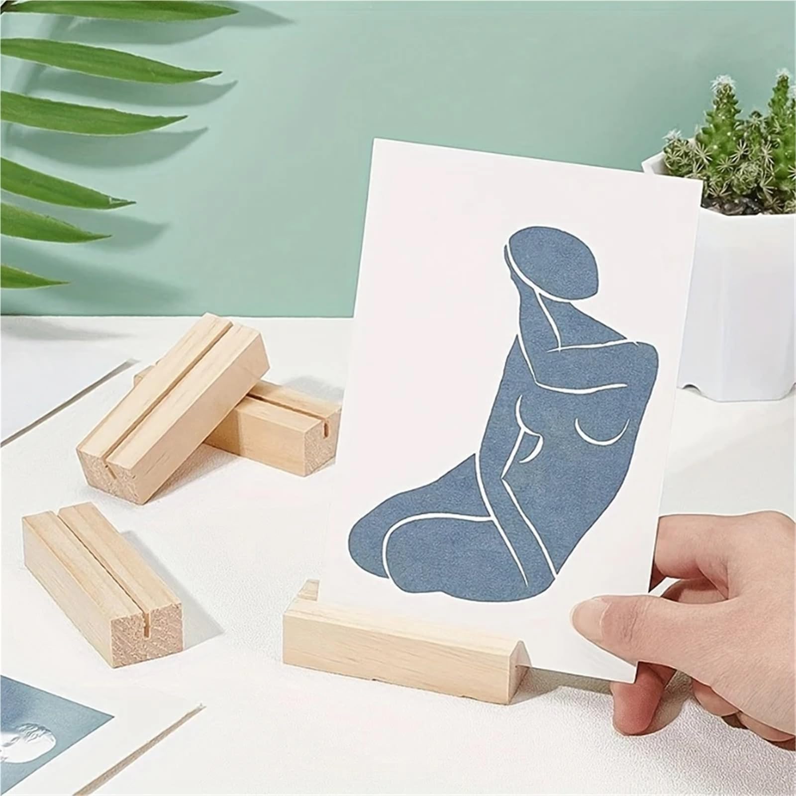Tischnummernhalter, 50 Stück, Naturholz, Tischkartenhalter, Foto-Postkarten-Clip-Ständer, Hochzeit, Verlobung, Geburtstag, Party, Tischnummernständer