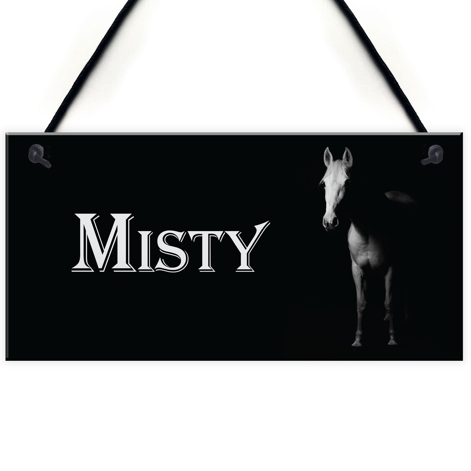 Red Ocean Personalised White Horse Pony Stable Name Plate Hanging Plaque Home Barn Sign